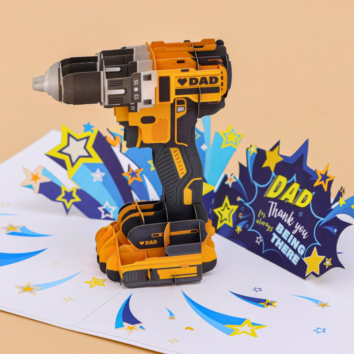 UNIPOP Cordless Drill Pop Up Card, Father’s Day Card, Dad Thank You Card, Funny Father’s Day Card from Son, Daughter, Father’s Day Gift