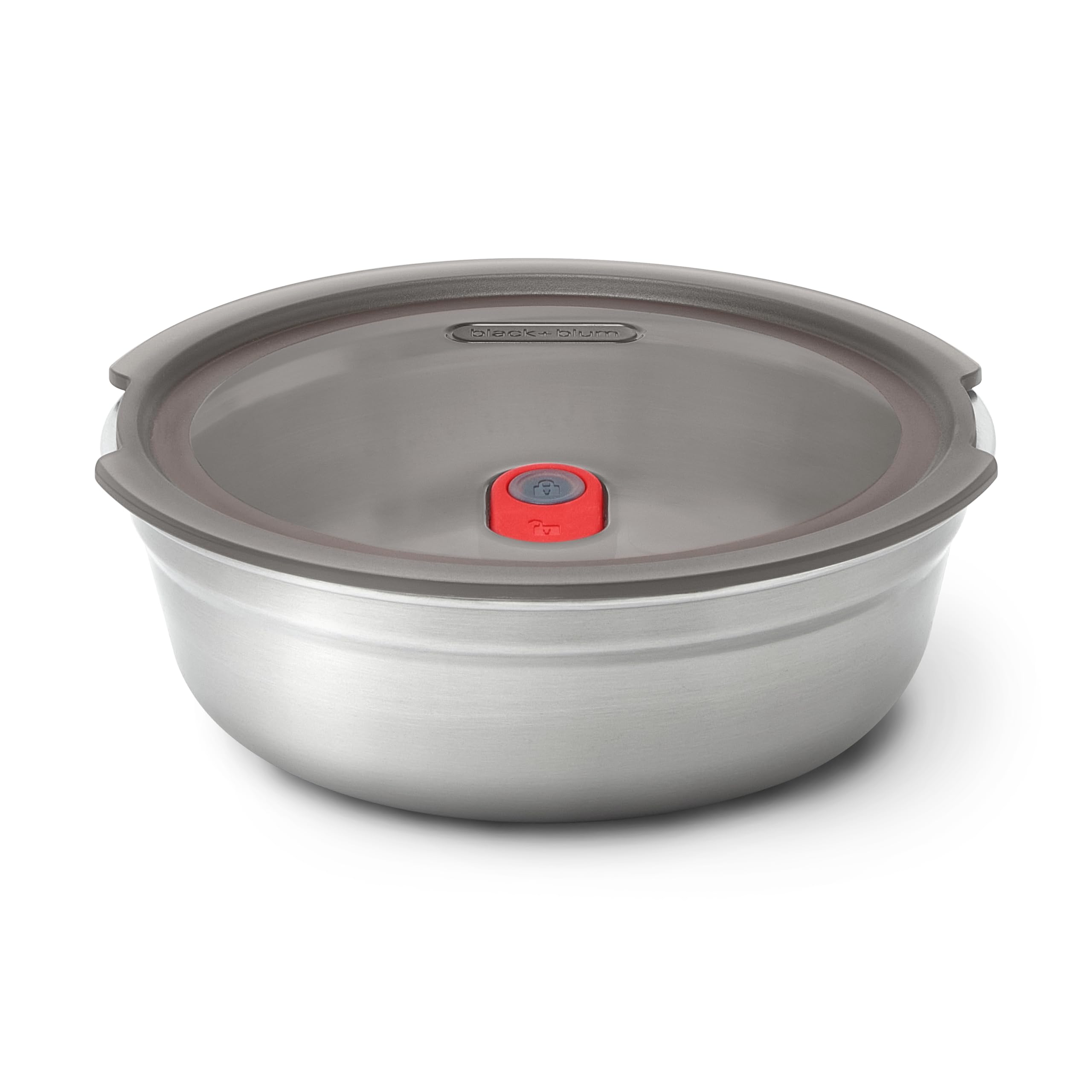 Black+Blum Set of 2 Steel Food Bowls - Small - Grey & Red - 0.65 L Capacity - Airtight & Leakproof