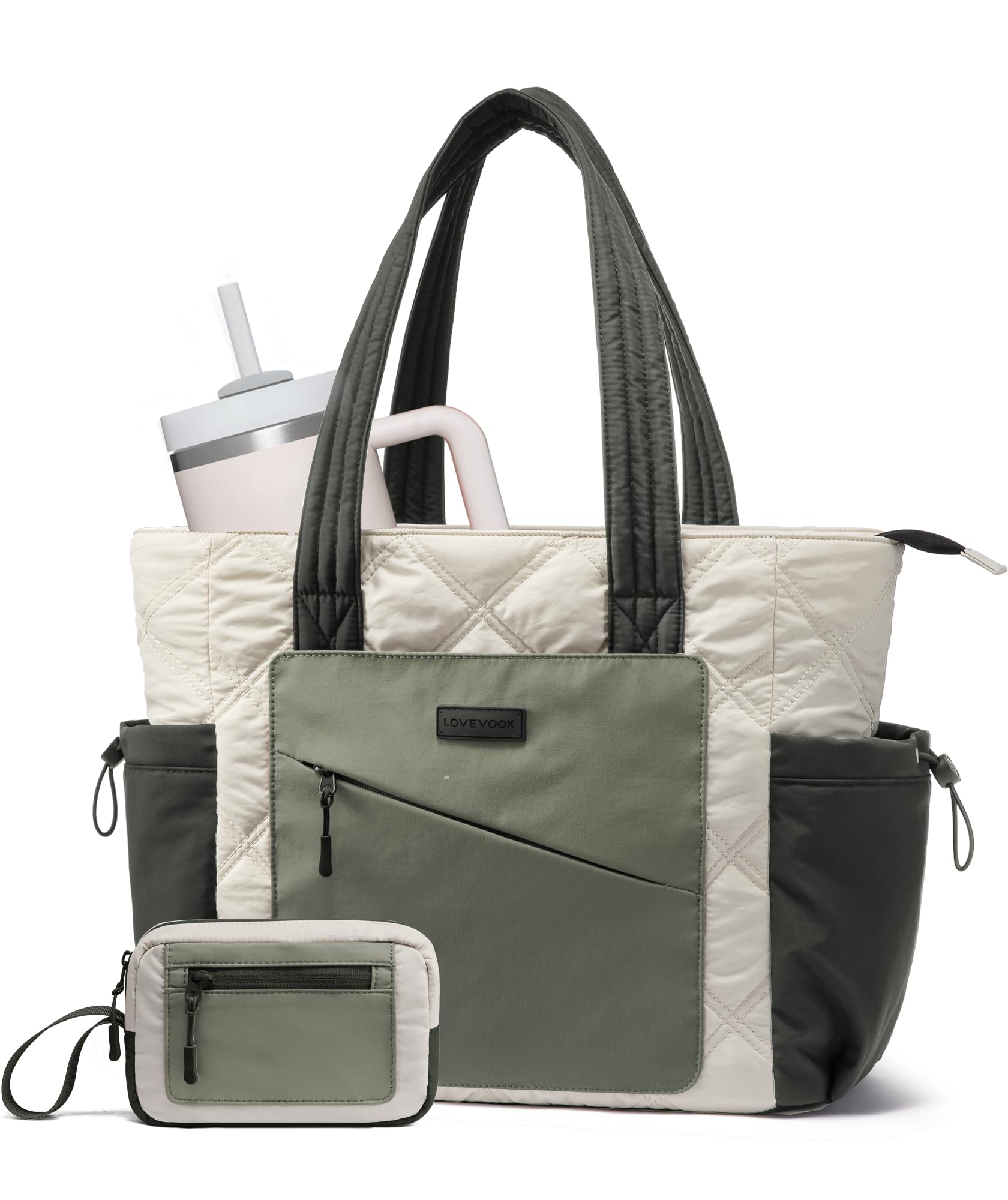 LOVEVOOK Tote Bag for Women puffer tote bag for Work Travel Nurse Lightweight quilted Bags with Compartments