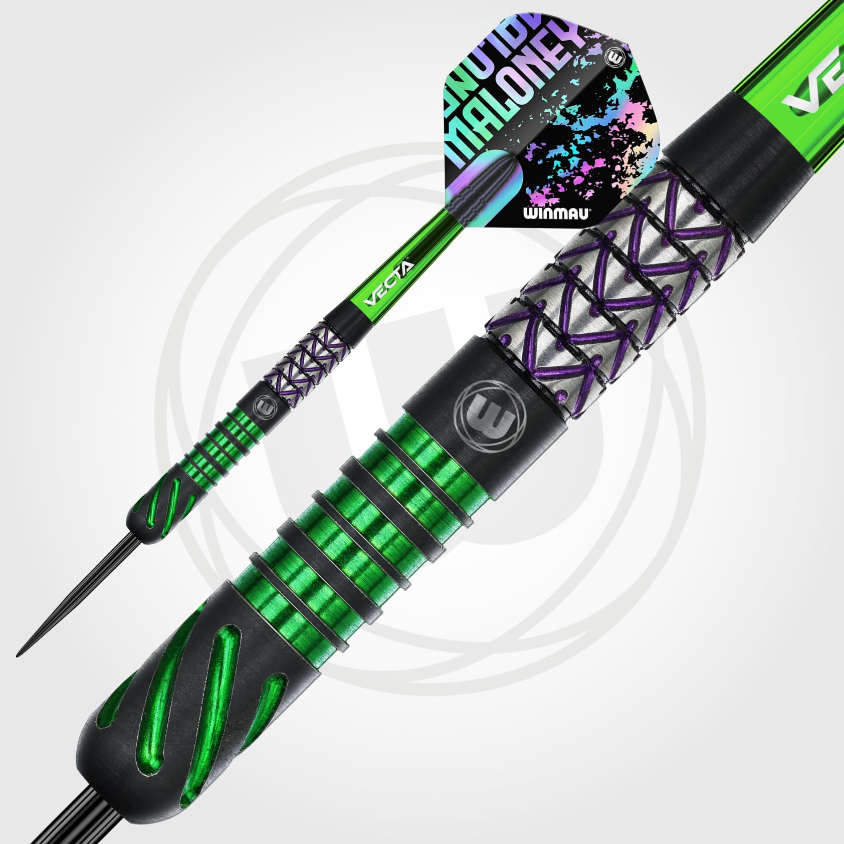 Winmau Profesjonalny gracz, seria Mike Maloney, zestaw rzutek 90% wolframu z lotkami do rzutek i trzonkami do rzutek - dostępny w miękkiej końcówce 16 g i 18 g, waga beczki i metalowa końcówka do