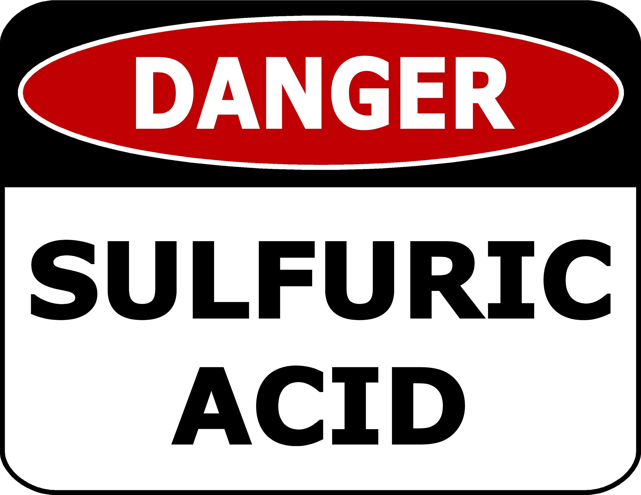Industrial Hazard Metal Tin Sign, Danger Corrosive Sulfuric Acid Chemical Storage Safety Wall Decor, 12x8 Inches Aluminum