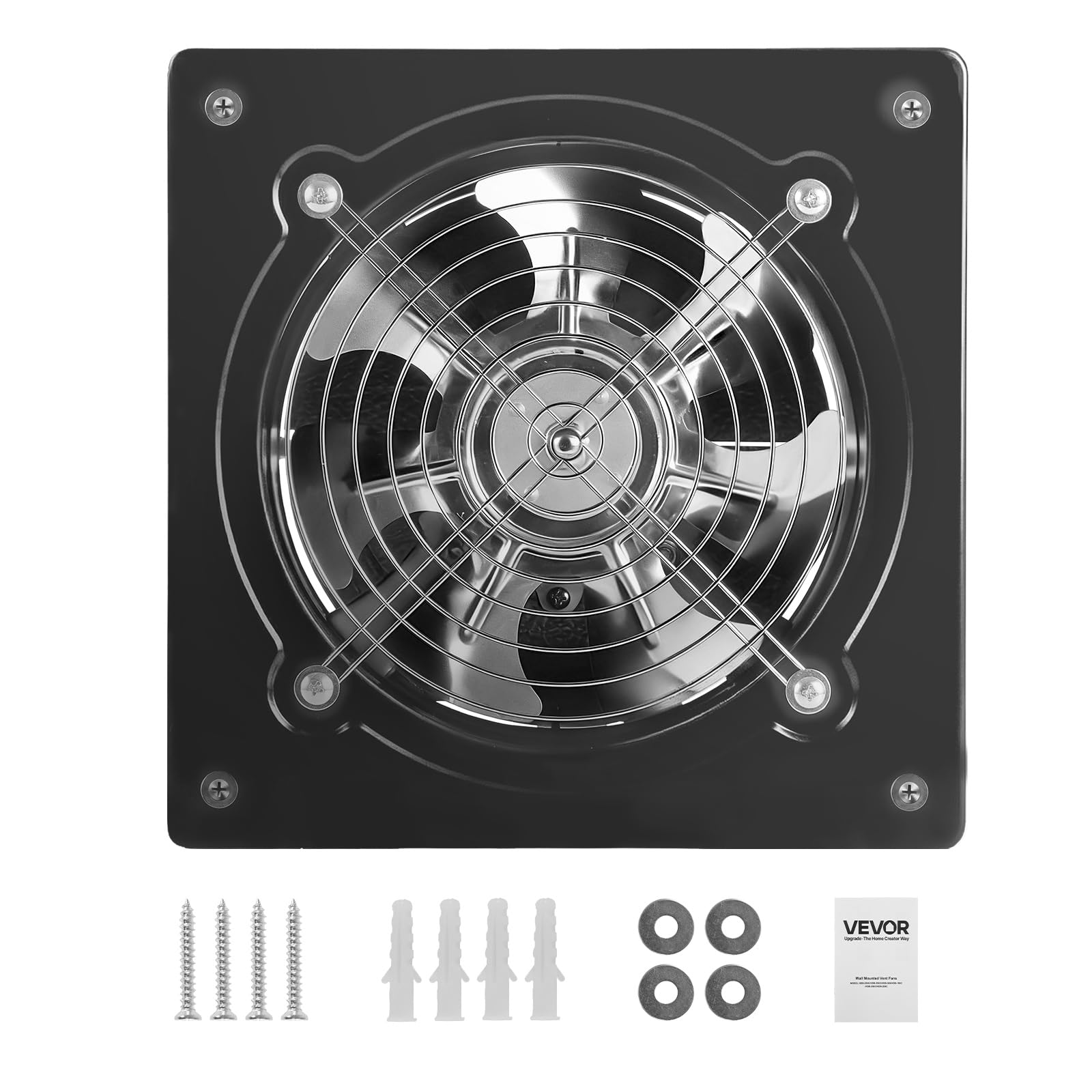 VEVOR Ventilador Extractor de 48 W 980 m³/h, Extractor de Aire de 203 mm, con Control de Velocidad y Válvula Antirretorno, Montaje para Pared, Ventilación para Cocina Baño Garaje Sótano Ático Taller