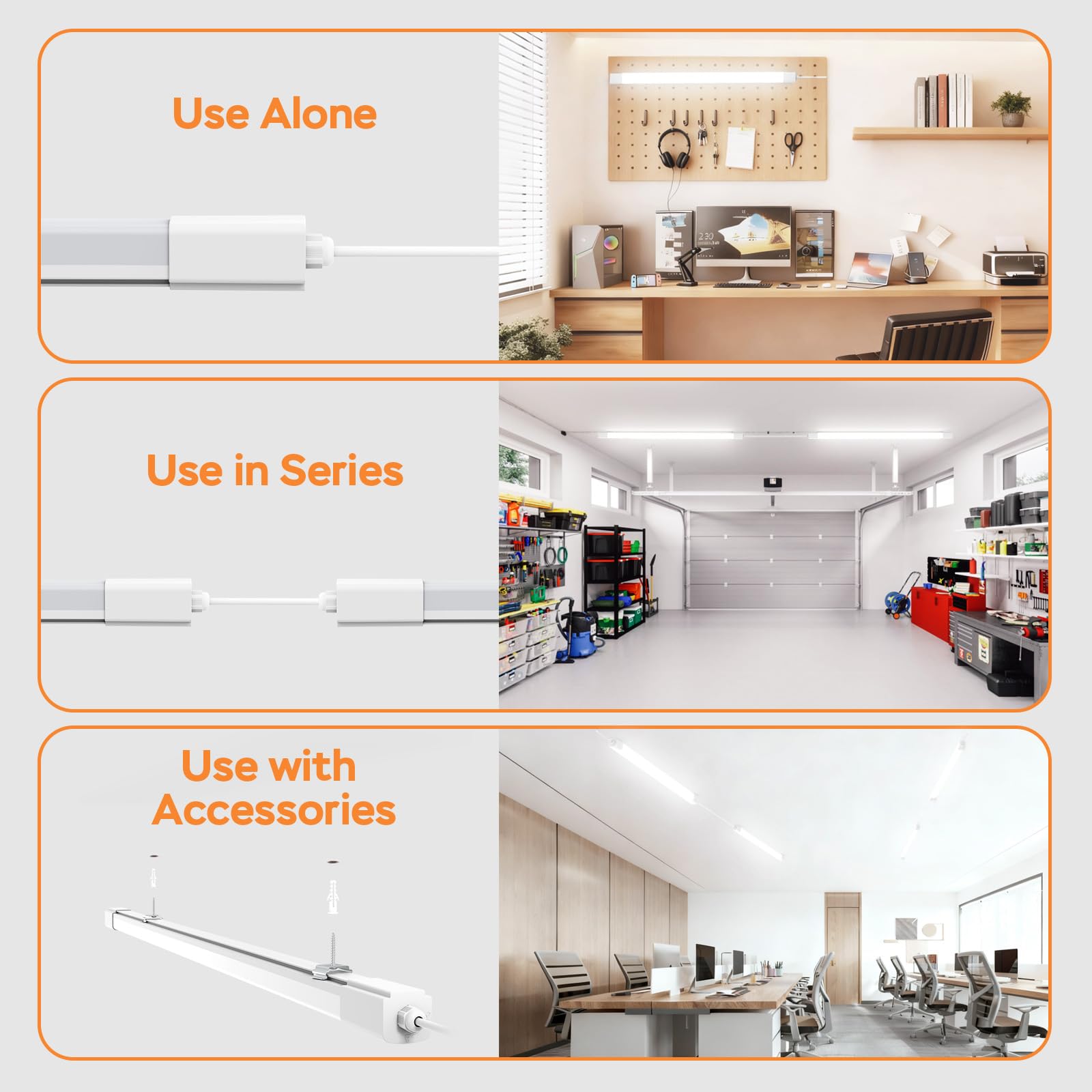 3PCS LED Feuchtraumleuchte 120cm, mit 36W 3600LM Deckenleuchte Feuchtraum, Wasserfest Wasserdicht IP65 Verknüpfbar werkstattlampe, Neutralweiß 4000K, für Büro keller Garage Warenhaus