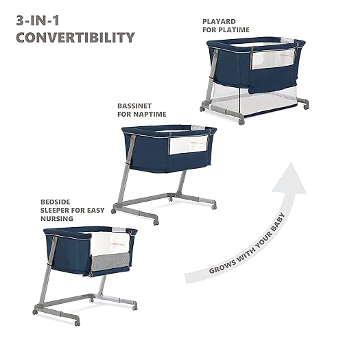 Miniatura 5 de Dream On Me Waves - Cuna 3 en 1 para bebé, cama de noche y corral, siete posiciones de altura ajustable, moisés ligero y portátil, certificado JPMA