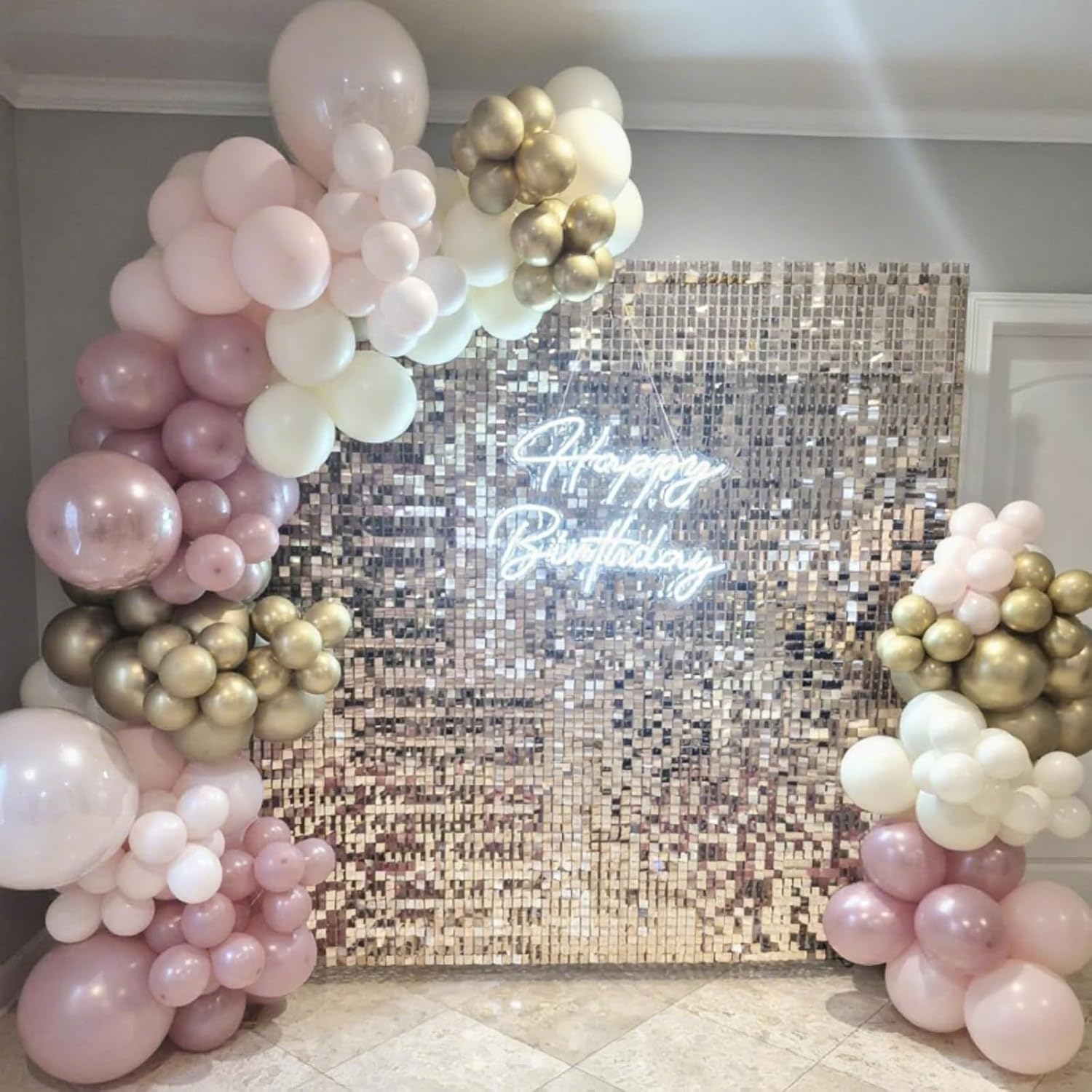 2.5M & 1.5M Ballonbogen Kit with Champagner Gold Schimmer Wand Hintergrund, für Hochzeit, Geburtstag, Graduierung, Jahrestag, Weihnachten, Halloween