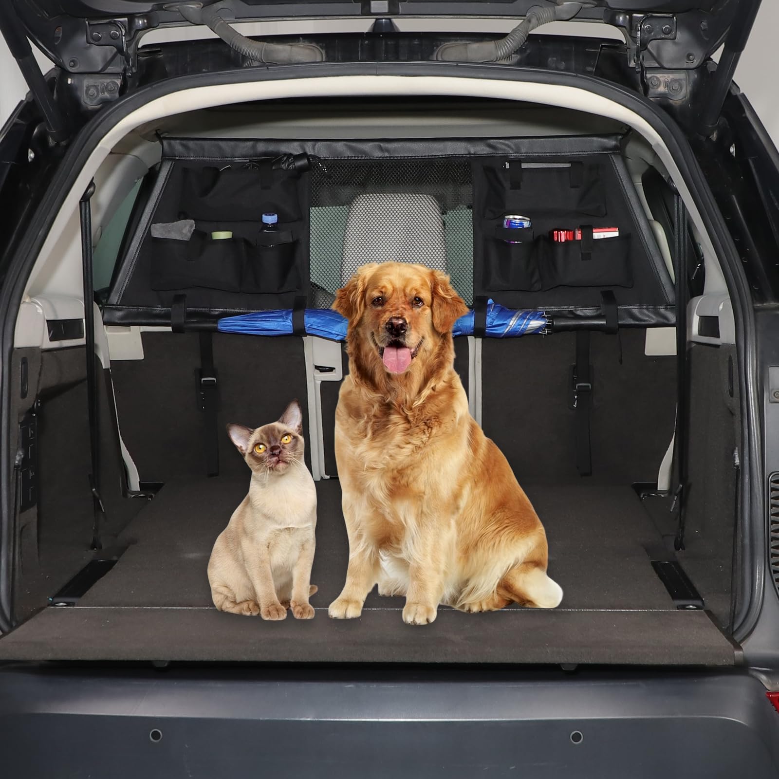METYOUCAR Dog Guard for Car Boot for @LR Discovery 5 L462 2017-2026 Easy to Store and Clean Pet Restraint Net with Wider Coverage Dog Car Divider Trunk (1PC) (With Storage Pockets)