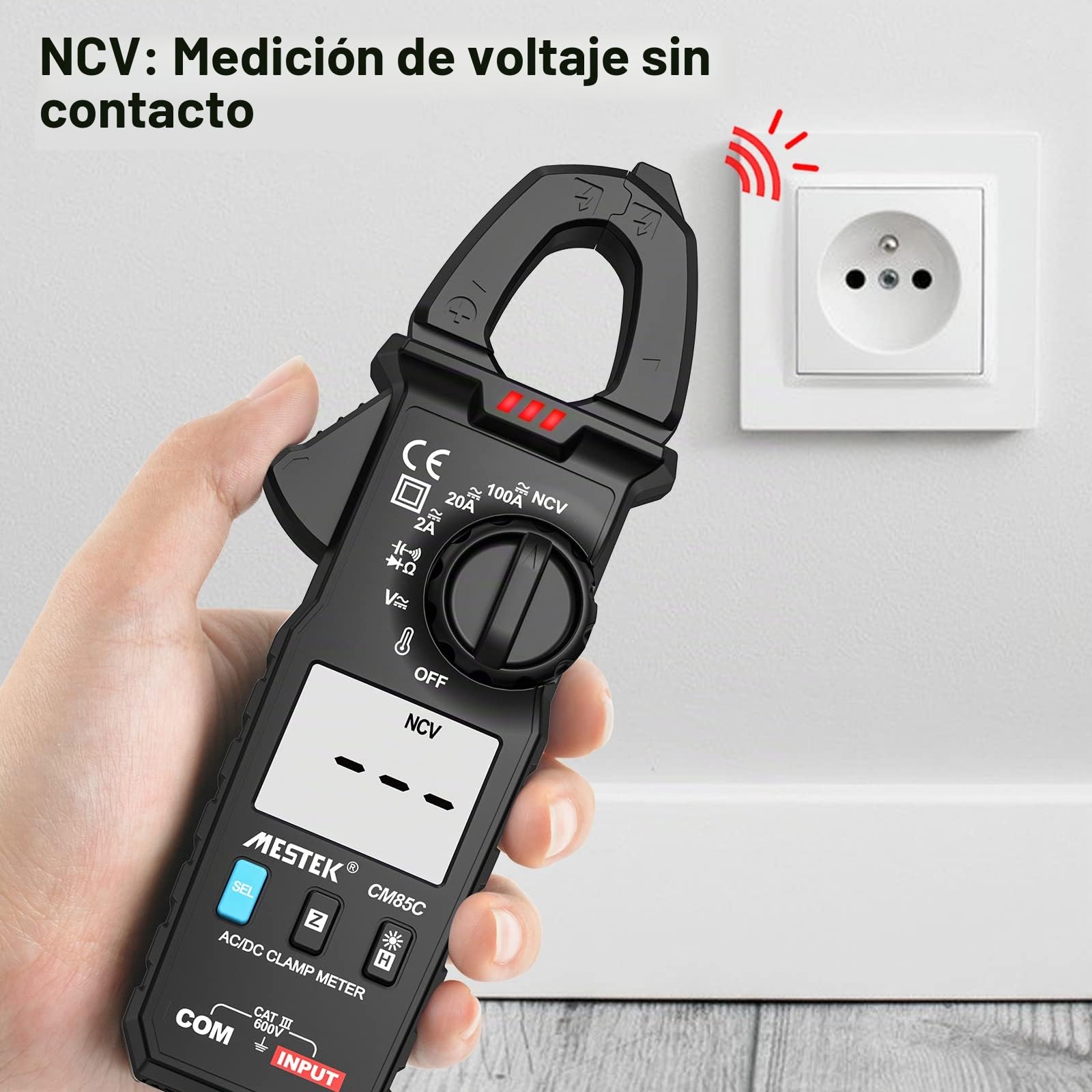 Pinza Amperimétrica Multimetro Digital MESTEK Mini Clamp Meter AC DC Polimetro Amperímetro Autorango T-RMS Medir CA/CC Voltaje y Corriente Resistencia Capacitancia Diodo Bateria Amp Ohm NCV Tester