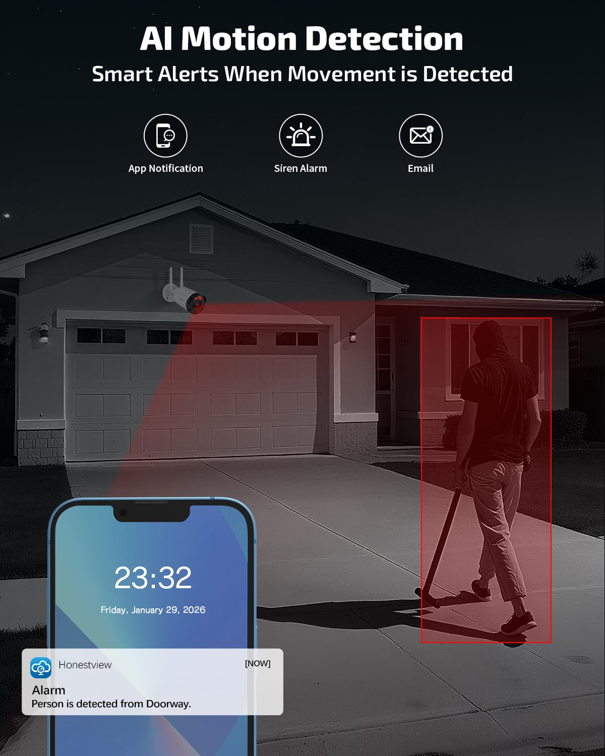 OHWOAI 4K Ultra HD & 130 ° Weitwinkel》Outdoor Wireless Erweiterungskamera für Sicherheitssysteme, Home WiFi Video IP Überwachungskameras