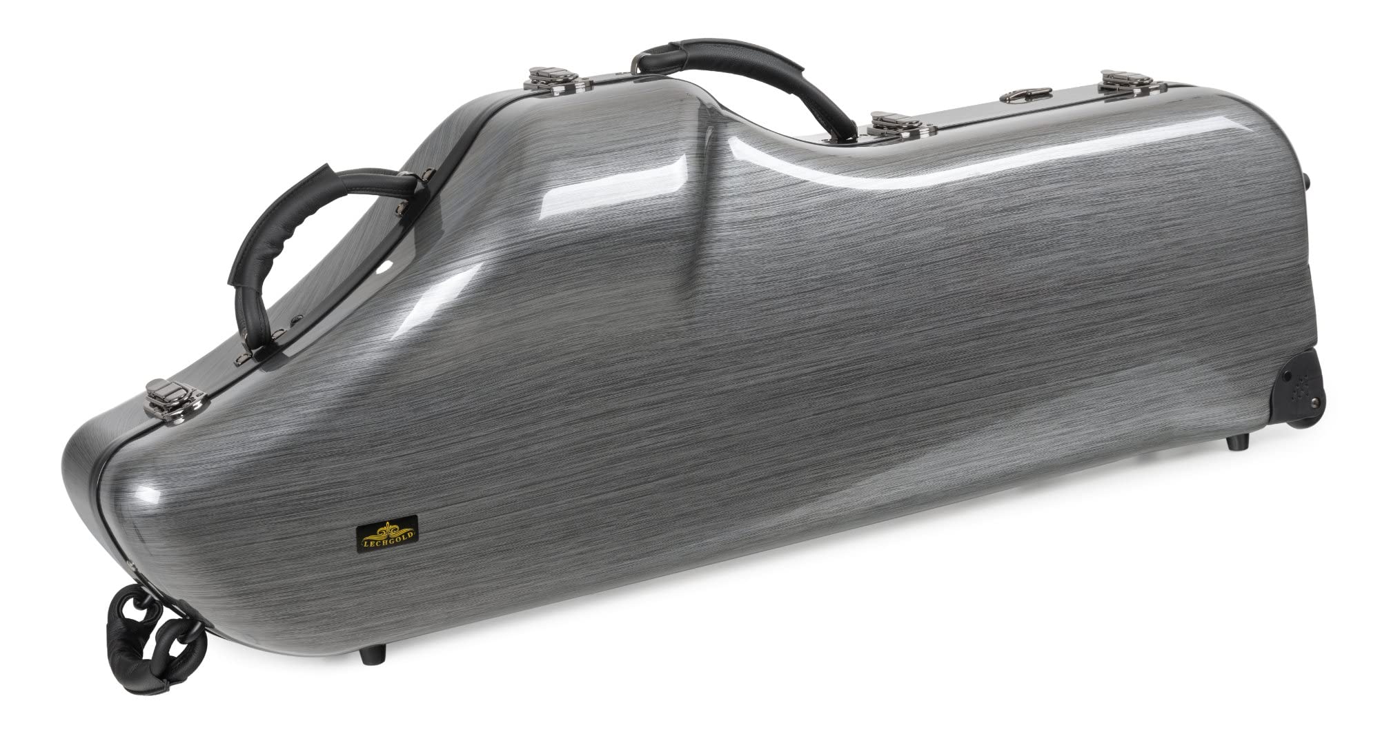 Étui Trolley Rigide Deluxe Lechgold pour Saxophone Baryton - Protection Thermoformée pour Instrument, S-Bow, Bec et Accessoires - Harnais Sac à Dos - Look Carbone Stylé