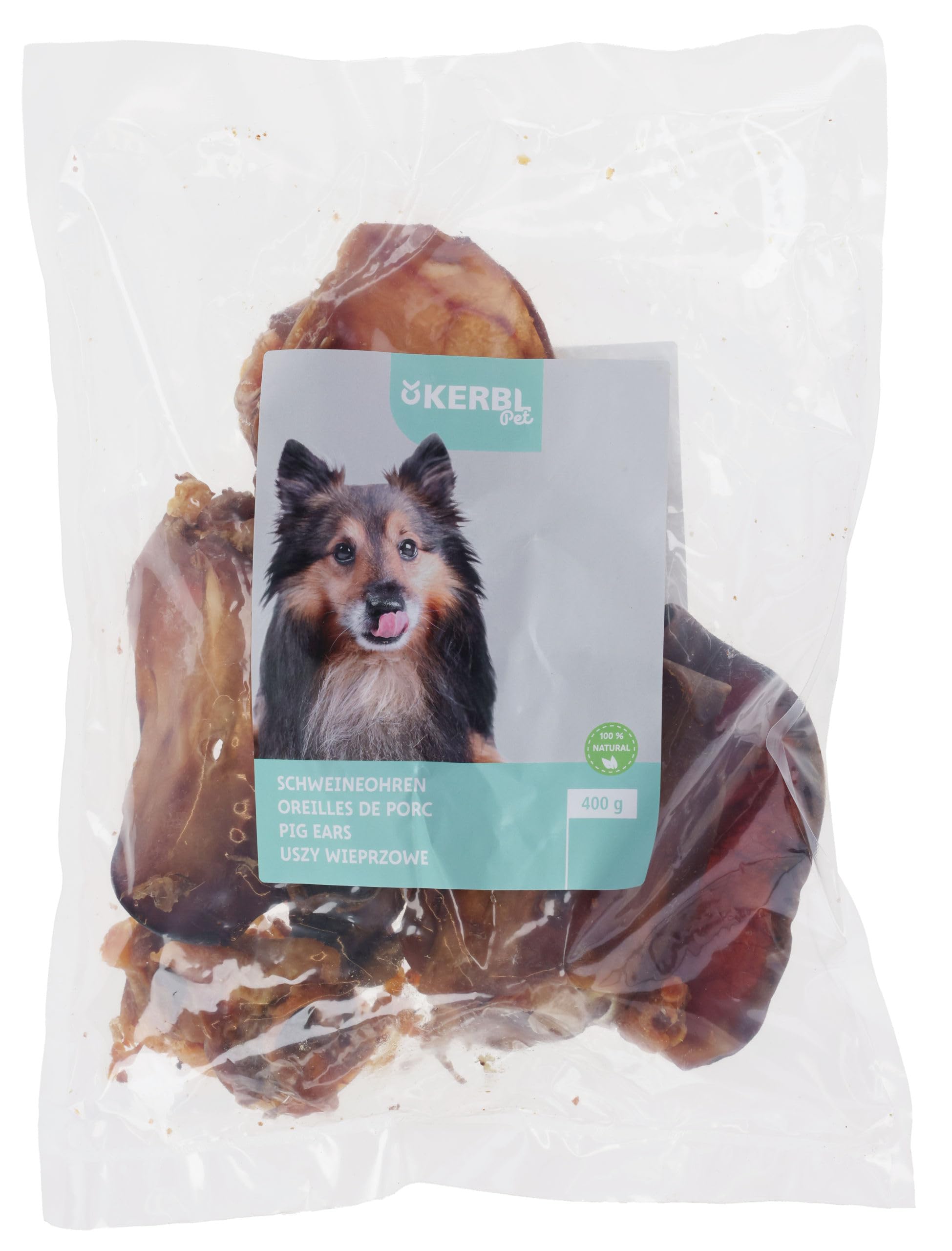 Kerbl Pet Oreilles de Porc, friandise pour Chien, à mâcher Naturelle, 400g, mélange de différentes Parties de l'oreille, Longue durée