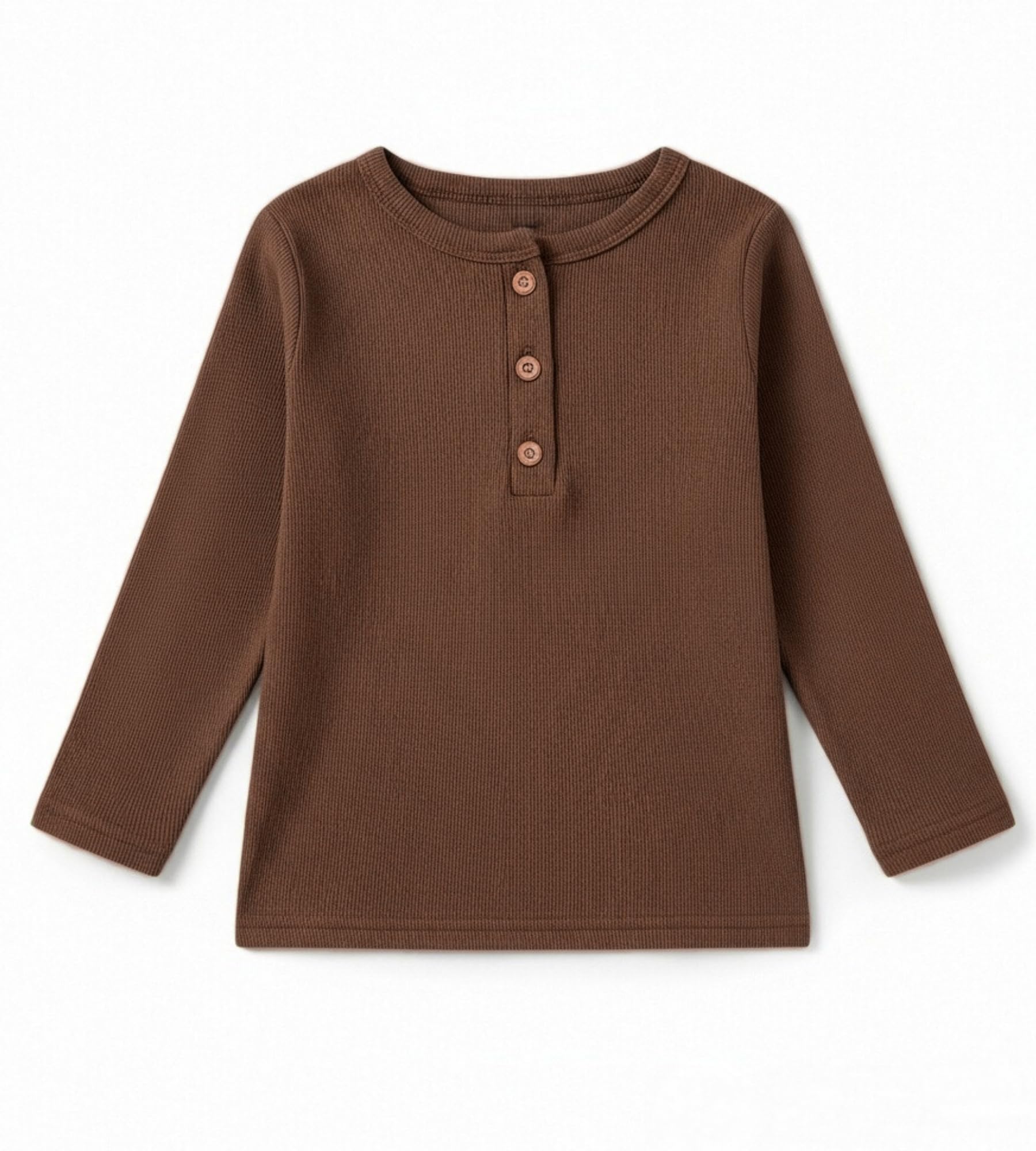 Kids Long Sleeve Henley Shirt Ribbed Cotton T-Shirt 2-7 Years