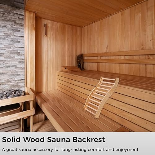 Miniatura 6 de Anjetan 2 respaldos de sauna, respaldos de madera para sauna sin manchas y cómodos, respaldos ergonómicos en forma de S para recuperación de sauna,