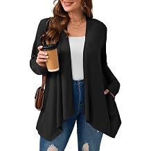 AusLook Womens Plus Size Lightweight Open Front Long Sleeves Cardigan Cover Ups Shrugs Shawls and Wraps Kimono Jacket Coat