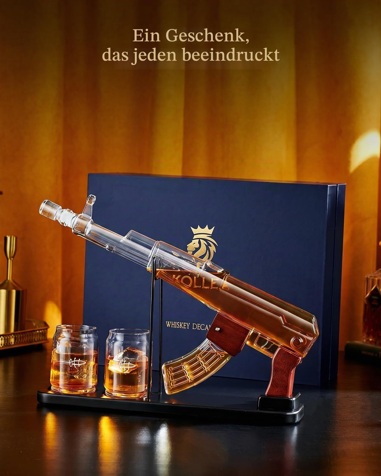Kollea Whiskey-Dekanter-Set mit abnehmbarem Spirituosenspender, 190 ml, einzigartiges Geburtstagsgeschenk für Herren, Geschenkideen zum Valentinstag, lustiges Militär-Ruhestandsgeschenk