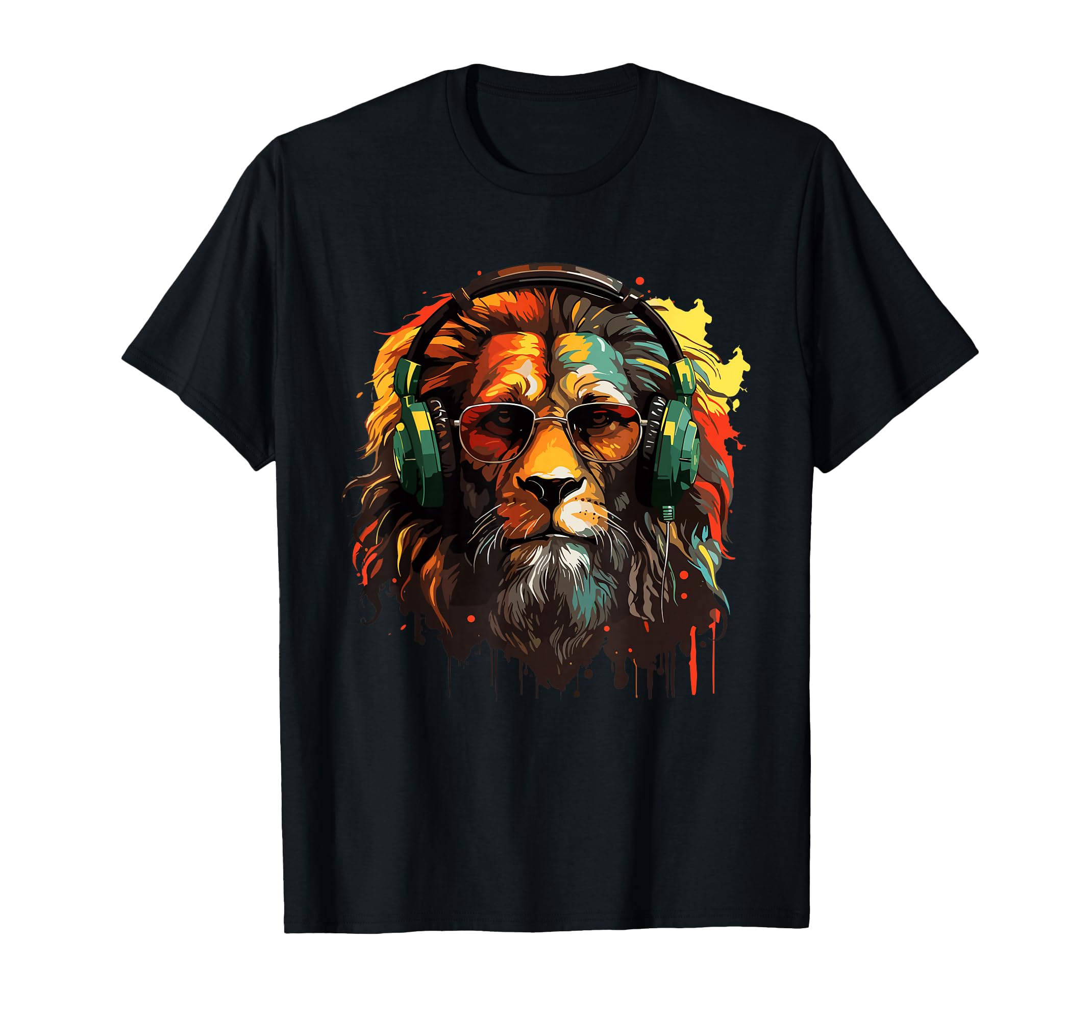 Rasta Lion Reggae Jamaican Culture Rastafari Vibrant Colors T-Shirt