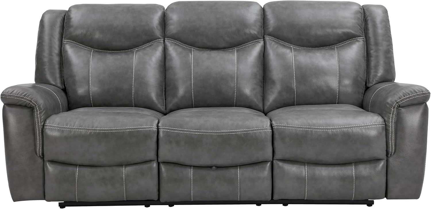 Conrad Fabric Motion Reclining Sofa with Power Outlet Padded Headrests Wall Hugger - Grey