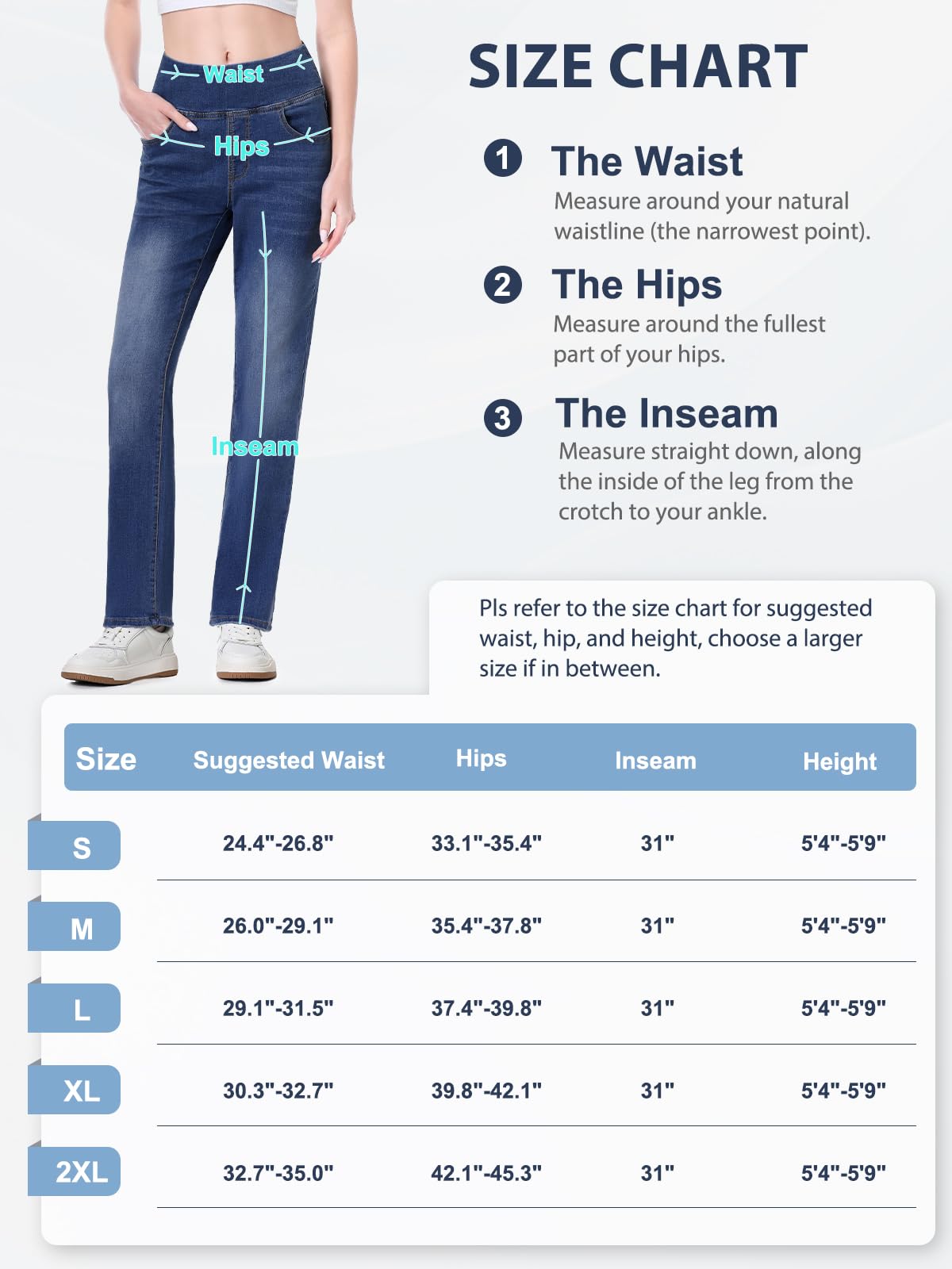 Jeans Donna Vita Alta, Pantaloni Elasticizzati Modello Sigaretta Jeggings Curvy Bootcut Gamba Diritti Casual Push Up