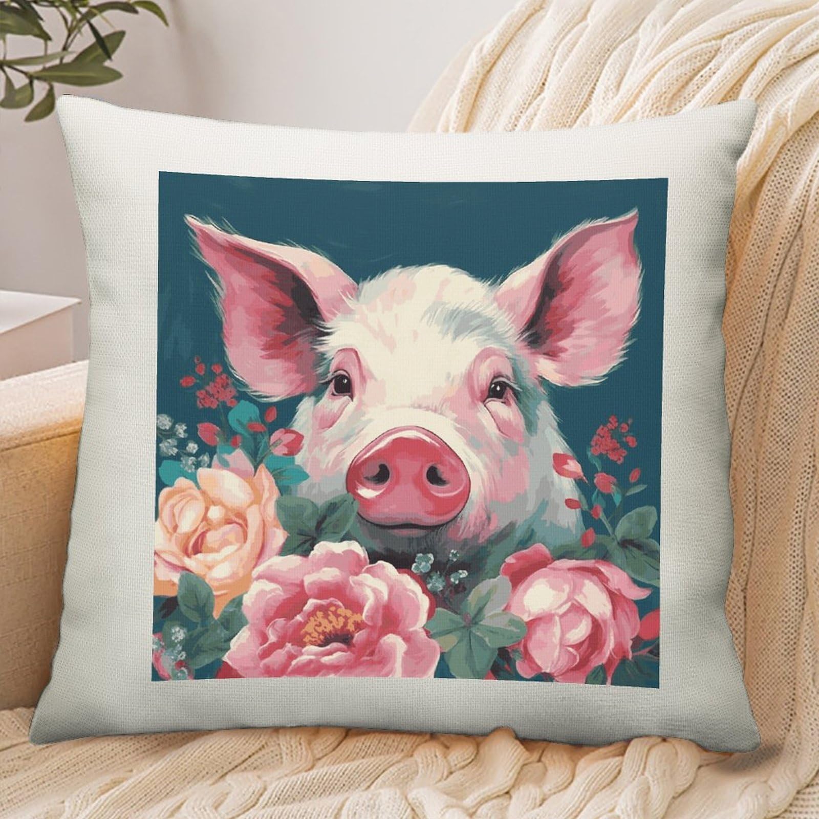 Adfgyerh Style Smiling (11) Pillow Cover Breathable,Pillowcases Boho Decorative Envelope Closure,Throw Pillow Covers For Beach,Patio,Balcony,Couch Living Room 18 * 18In