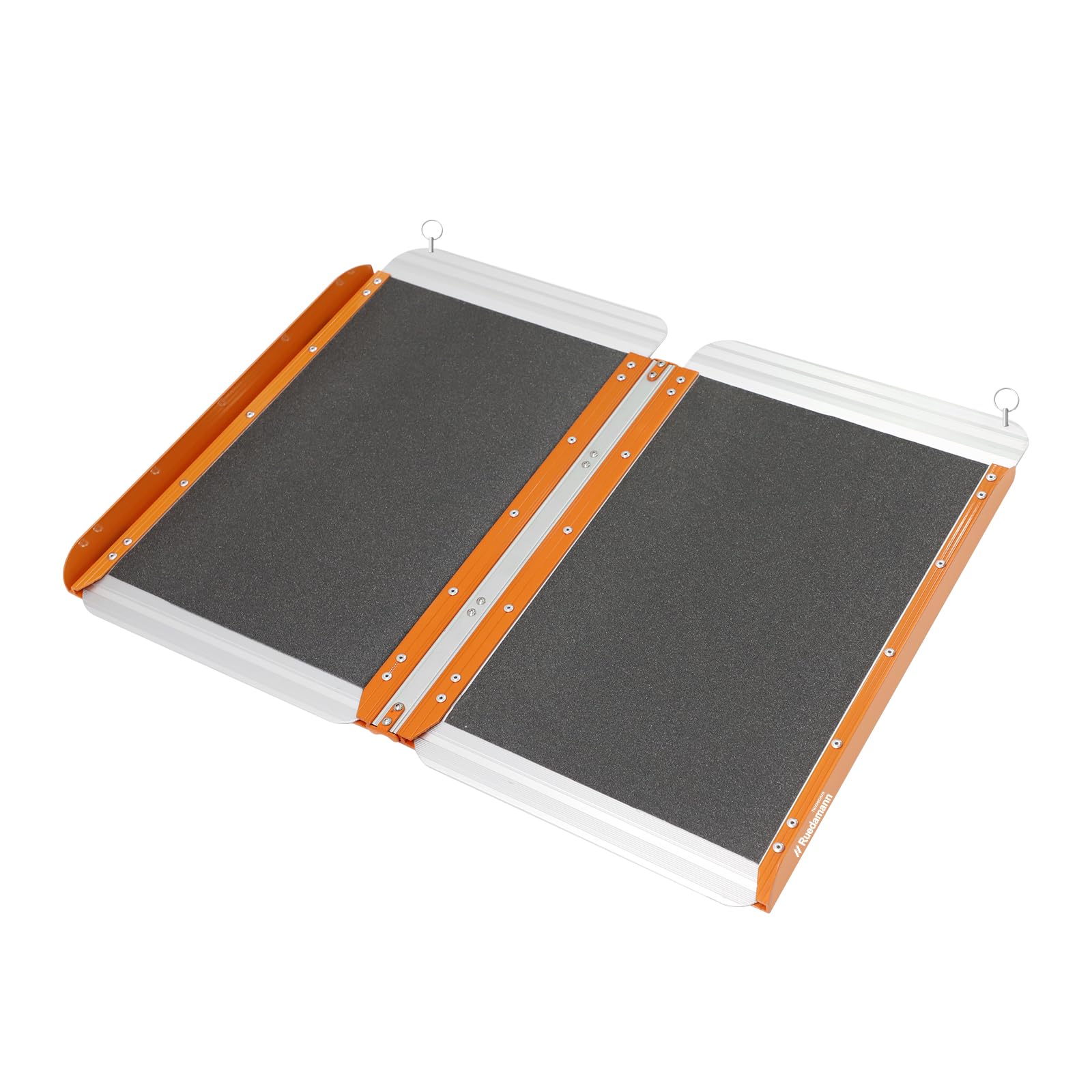 Ruedamann 2FT Foldable Wheelchair Ramp, 600 lbs Capacity Threshold Ramp with a Grey Non-Skid Surface, Portable Aluminum Mobility Scooter Ramp for Home,Steps,Curbs,Doorways,Stairs