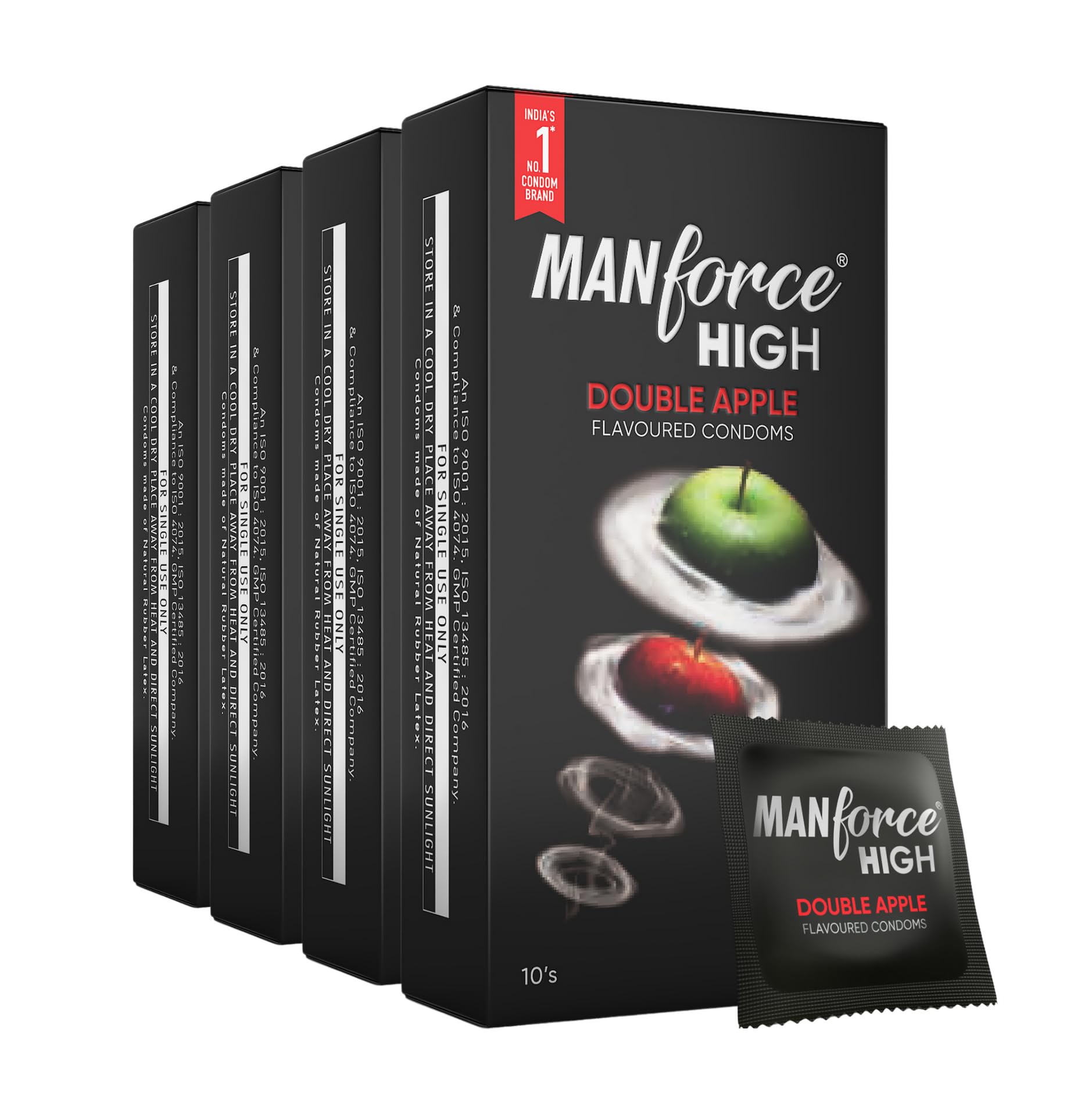 Manforce High Double Apple Flavoured Condoms for Men| 10 Count| Ultra Thin Condom| Lubricated Latex Condoms| For Her Enhanced Pleasure x Pack of 4-image-30