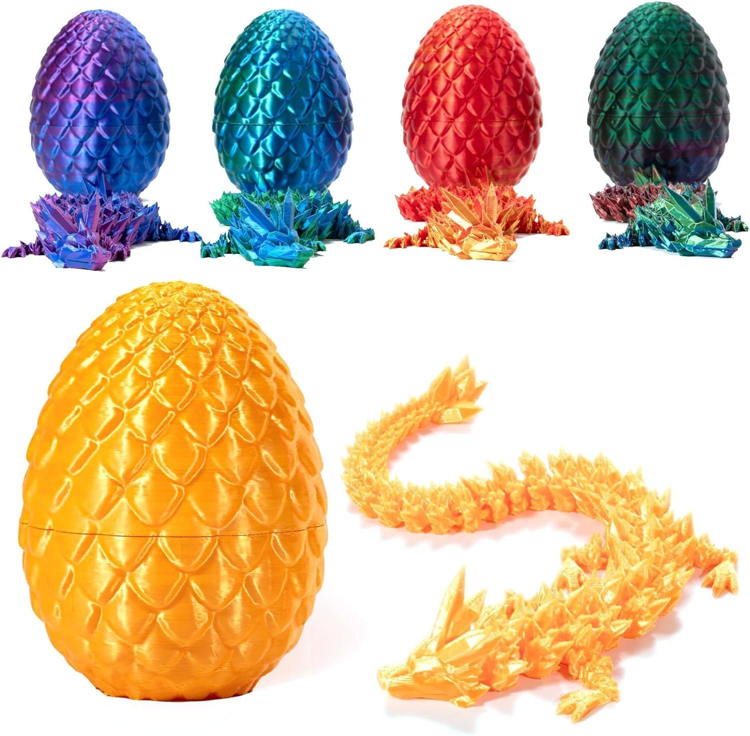 YCZLGEZ Œuf De Dragon Imprimé 3D – Figurine Articulée 30 Cm – Décoration Bureau – Bleu Violet