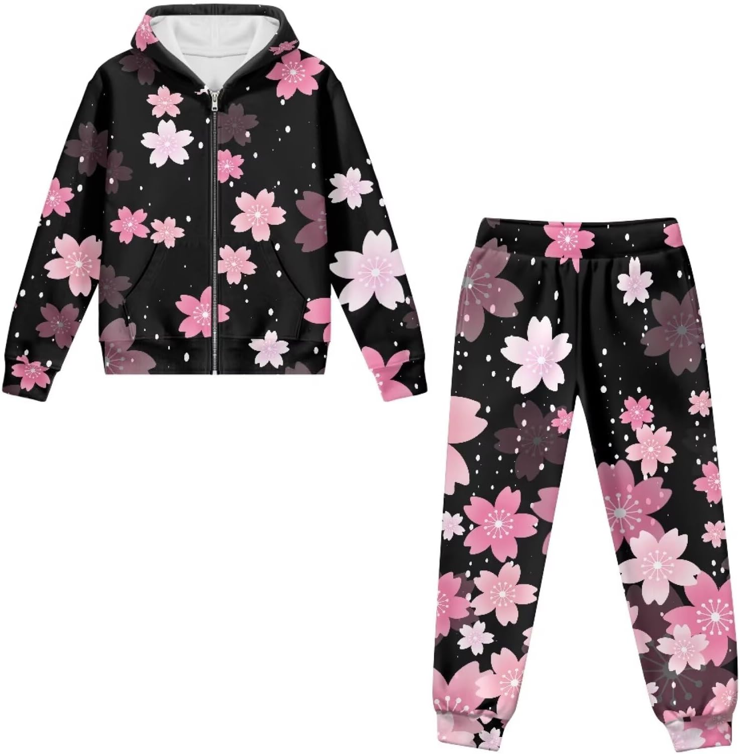 Biyejit Girls 2 Piece Tracksuit Athletic Sweatsuits Sets Full Zip Hooded Sweatshirt and Jogger Sweatpants Clothing Sets