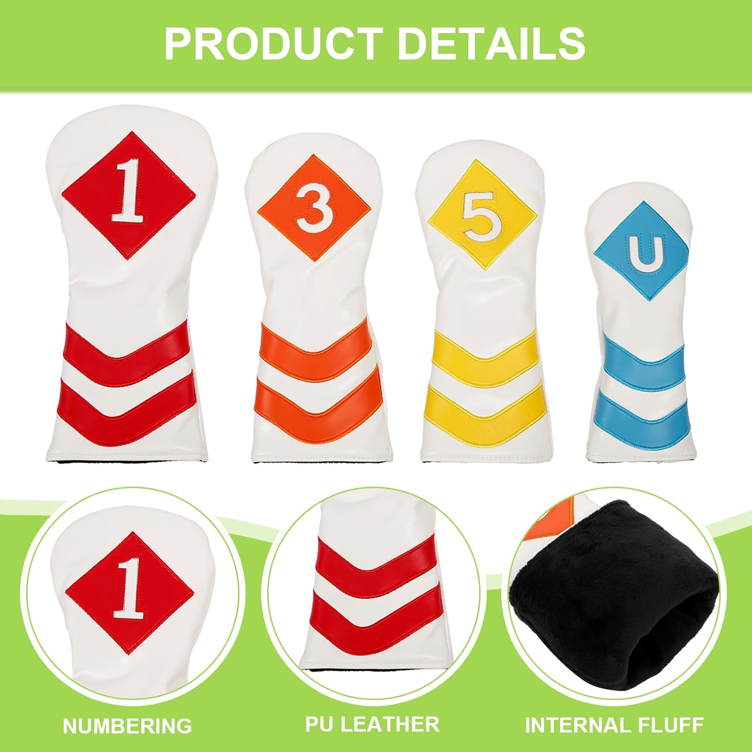 4Pcs PU Leather Golfs Iron Headcover Set Thick Synthetic Golfs Iron Head Cover Club Headcover Fit Most Brand Golfs Club Headcover