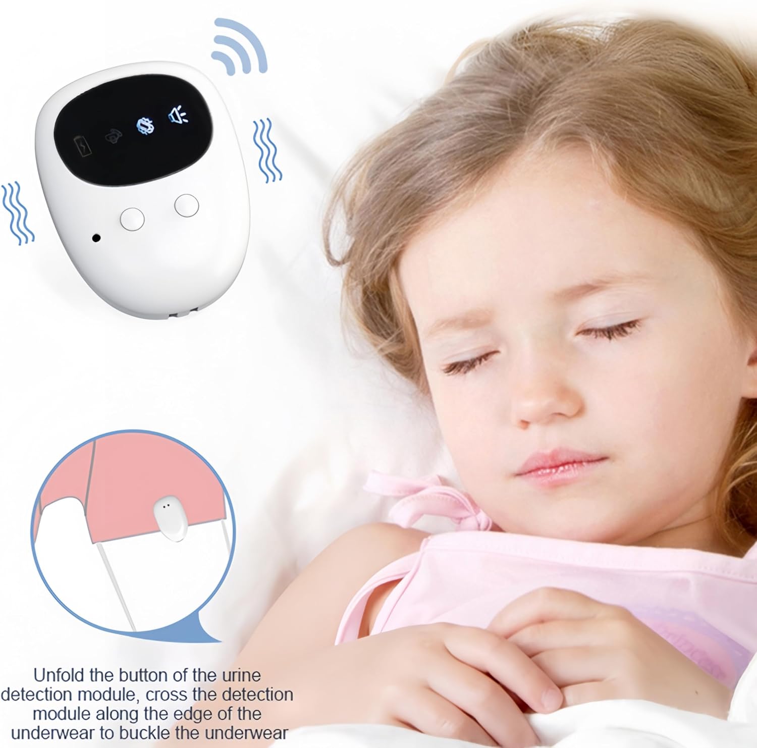 Wireless Bedwetting Alarm with Sound & Vibration, Rechargeable | Toilet training Reminder,Nighttime Accident Alert Support,for Kids & Adults/Elderly