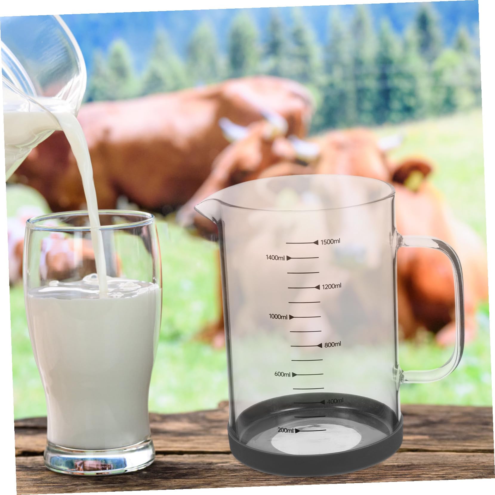 Taza Medidora de Vidrio de 1500ml con Asa y Boquilla Inclinada