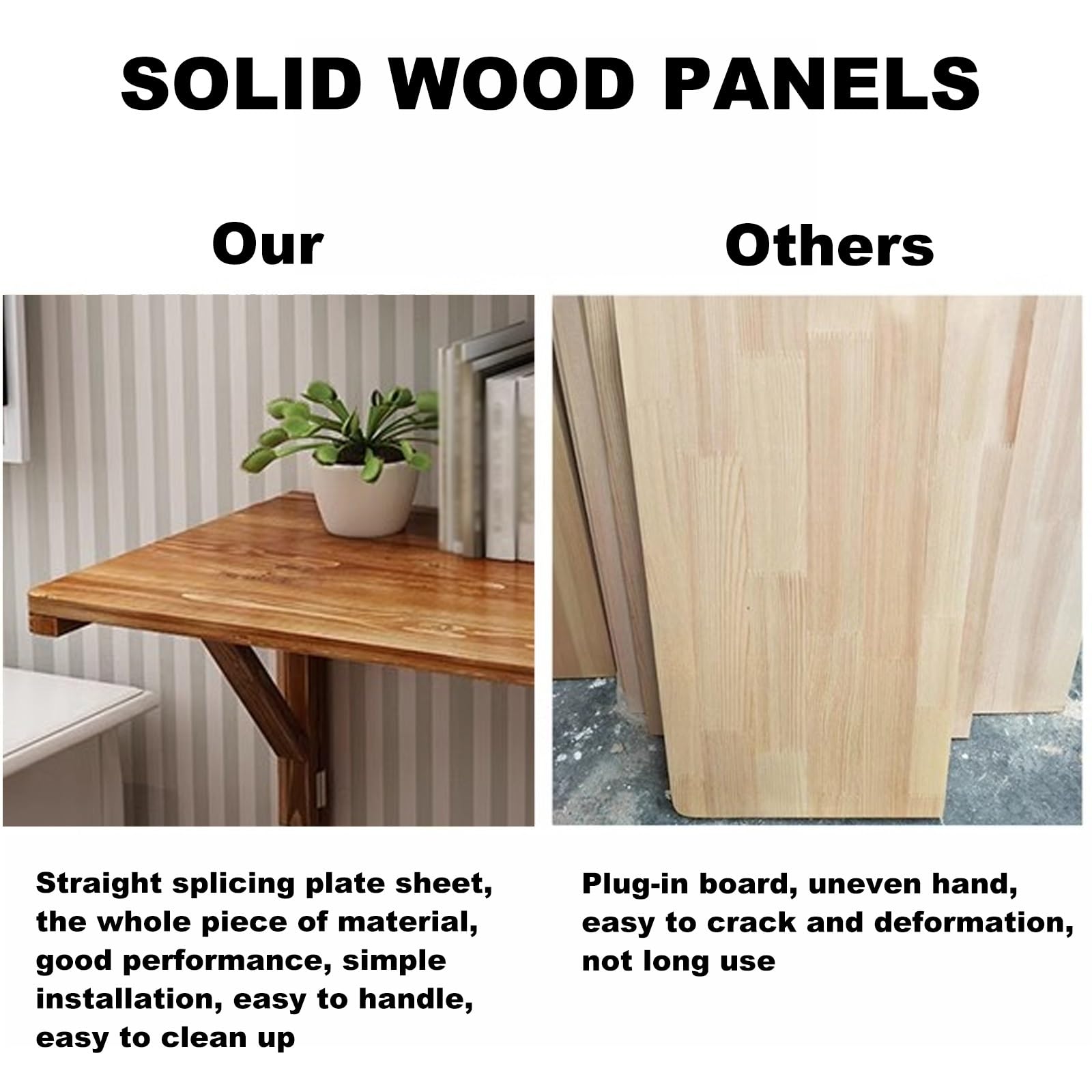 Mesa de pared plegable de madera maciza para montar en la pared, banco de trabajo que ahorra espacio para oficina en casa, cocina o espacios pequeños, diseño versátil