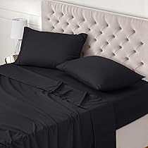 Utopia Bedding – Set Lenzuola Letto Una Piazza e Mezza 4 Pezzi 135×190 cm – Spazzolata Poliestre di Microfibra – Oeko-Tex Certificato – Lenzuolo con Angoli, Lenzuolo Piatto e 2 Federe 50×75, Nero