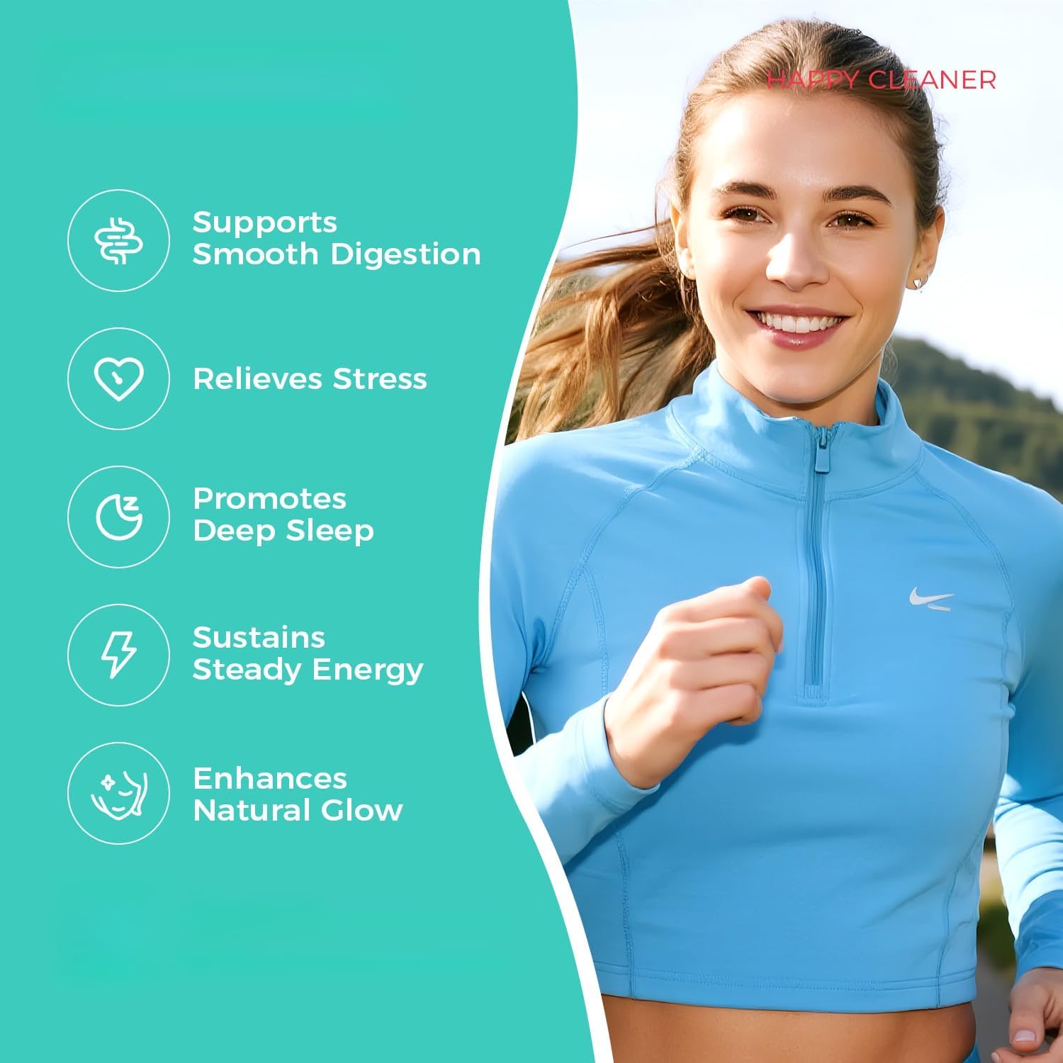 Happy Cleaner Digestive Powder: una bebida suave diaria que ayuda a la digestión y mantiene la salud intestinal. Sabor natural a frutos rojos sin azúcar. Embalaje de bolsitas independientes y portátil