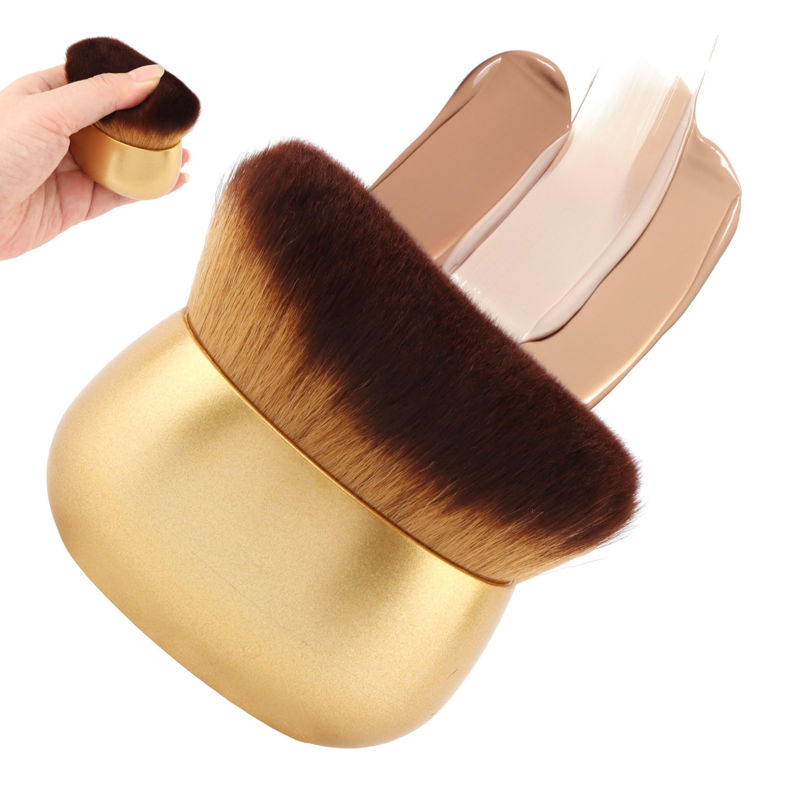 Self Tanner Brush Extra Large Body Makeup Brush Contour Face Brushs Self Tan Applicator Kabuki Brushs for Body Blend Brus h for Tanning Mousse(COLOR:Gold)