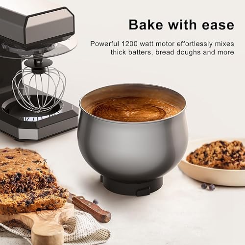 Miniatura 4 de Batidora de pie, pequeña batidora eléctrica de alimentos de 5.3 cuartos de galón, batidora de alimentos de cabeza inclinable con lavavajillas,