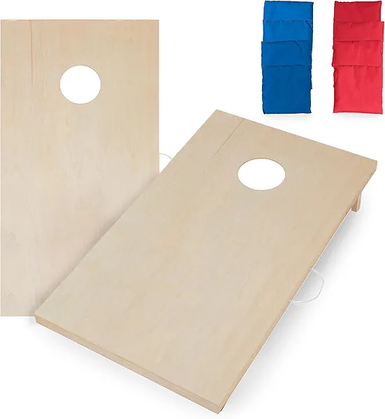 Triumph Sports 2x4 and 2x3 Solid Wood Premium Cornhole Sets - Birch Veneer Plywood - Solid Wood Rear Legs - Interior Bag Storage - 8 Bags Included.