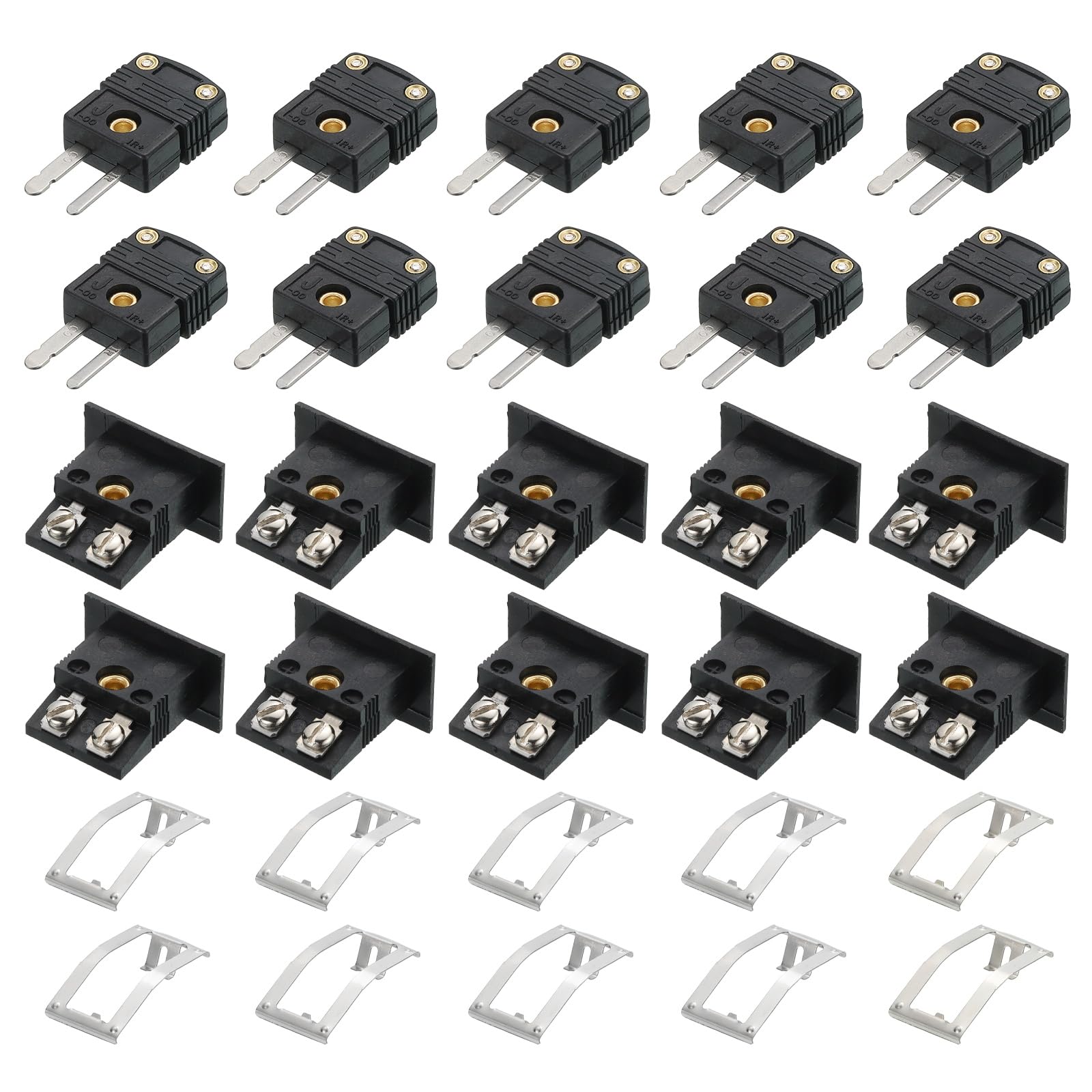 sourcing map Connettori maschio per termocoppia tipo J con mini presa per montaggio a pannello, 220 °C, per sensore termocoppia, set da 10