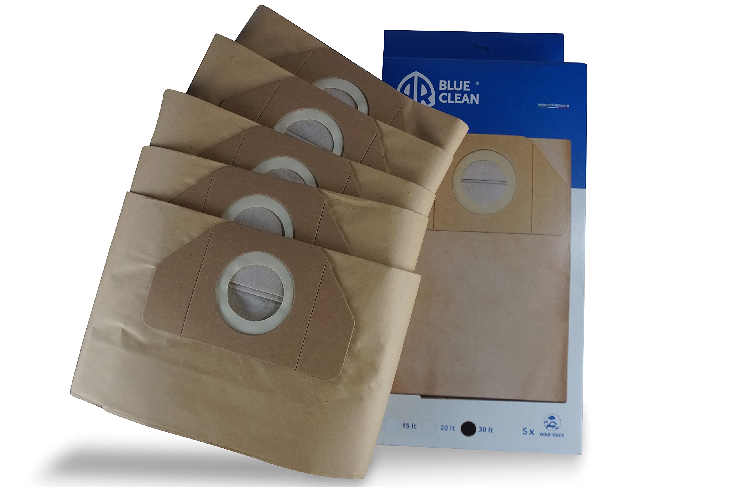 AR Blue Clean Sacchetti Filtro in Carta 30 l, Door knob Bags, Havana