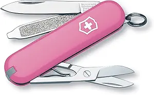 Victorinox Classic SD Swiss Army Knife, Compact, 7 Functions, Swiss Made Pocket Knife with Small Blade, Screwdriver and Key Ring - Cherry Blossom (Pink)
