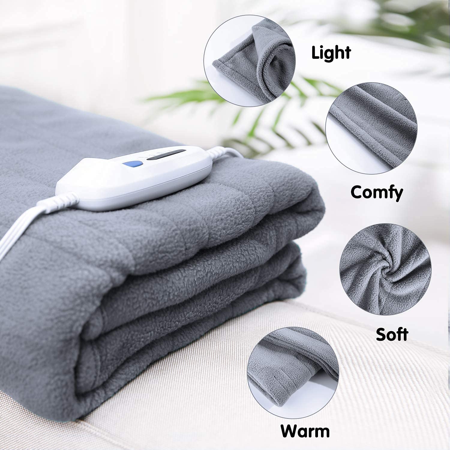 Amazon.com: Electric Heated Blanket Twin Size 62 x 84 Polar Fleece Full  Body Warming Premium Microfiber Sofa Blankets with Auto-Off 4 Temperature  Settings Overheating Protection, Grey, HB-TM-YL-GR : Home u0026 Kitchen