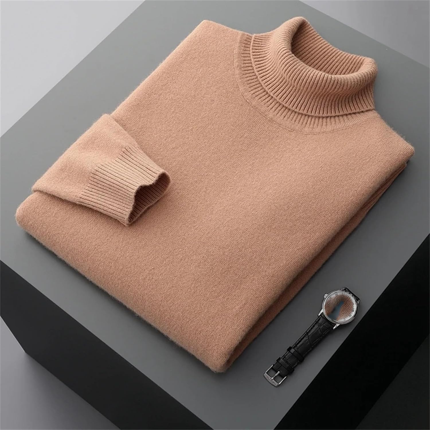 Men's Wool Turtleneck Sweater Winter Thickened Business Pullover Cashmere-Like Knit Top - Image 7