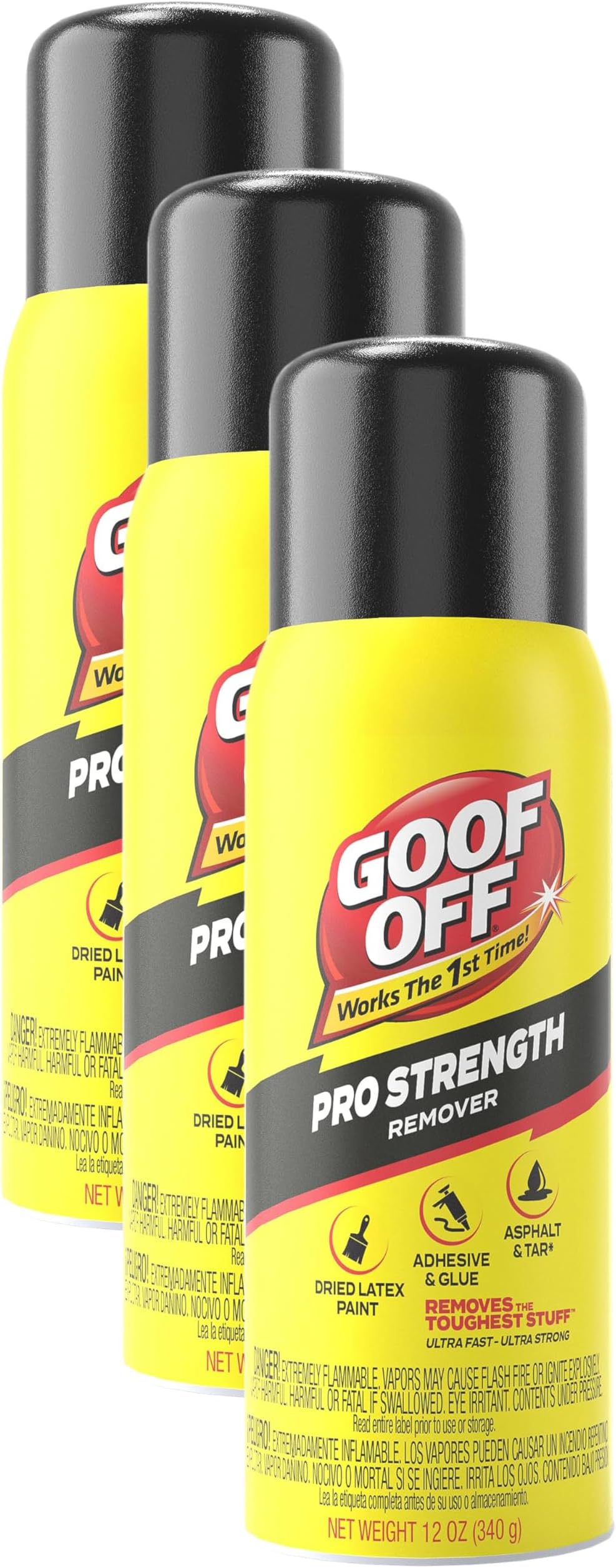 Goof Off FG658 Professional Strength Remover, Aerosol 12-Ounce (Pack of 3)