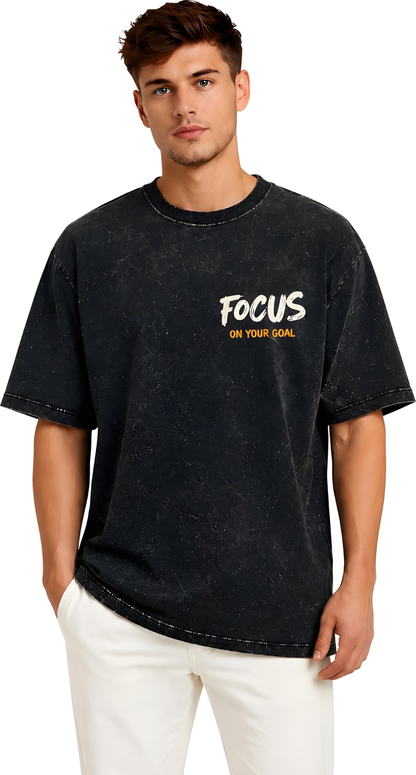 Amazon Brand - Anarva Men’s Oversized Acid Wash T-Shirt | Premium Cotton Relaxed Fit | Drop Shoulder Half Sleeve Casual Streetwear Tee for Men-image-35