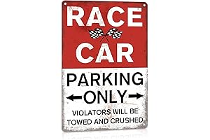 Retro Room Decor for Men with Race Car Parking Only Sign