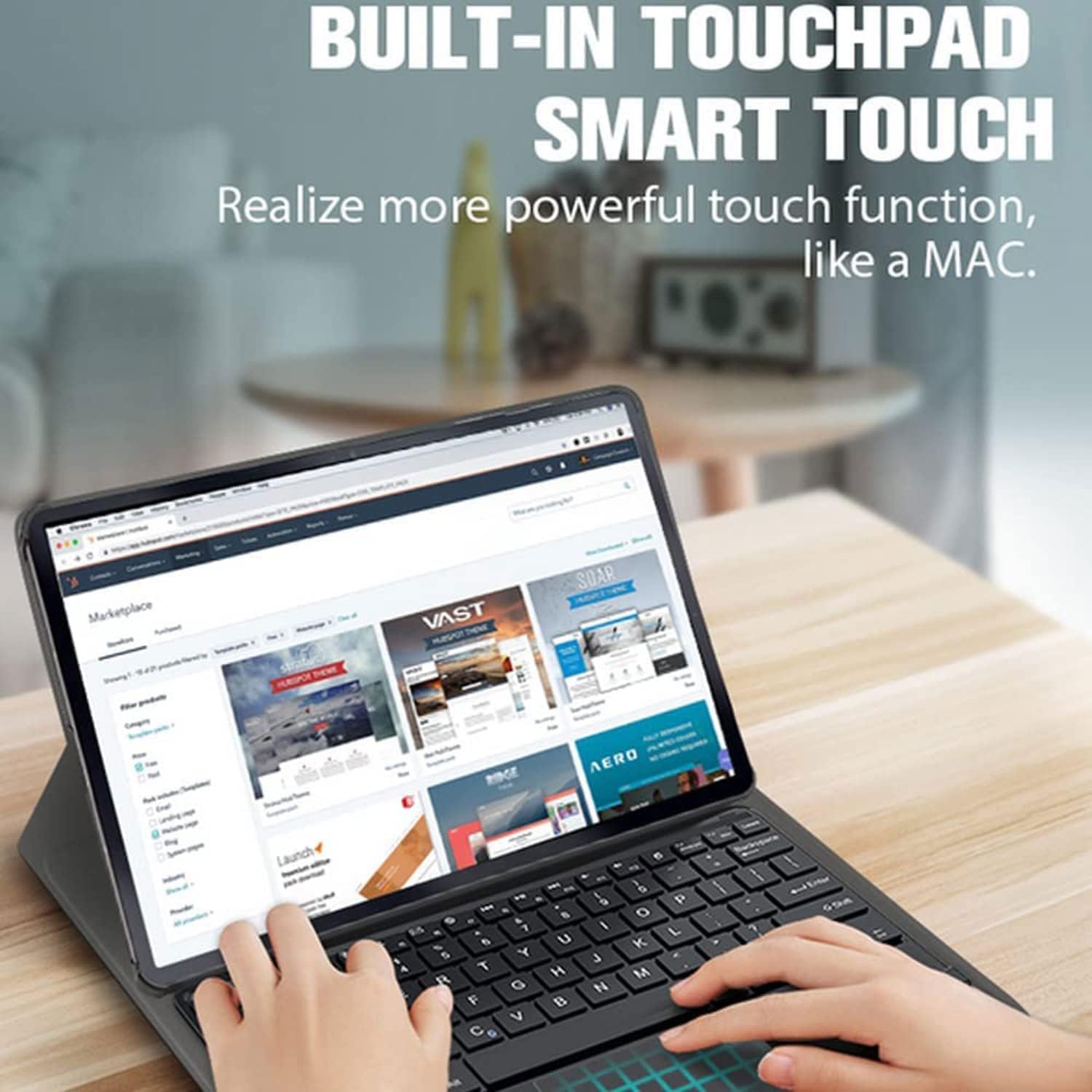 Touchpad Keyboard Case for Samsunga Galaxy Tab A7 10,4 cala 2020 Model SM-T500/T505/T507, Odłączana Bezprzewodowa Klawiatura Bluetooth, Ultracienka Miękka Tylna Pokrywa Z Tpu,Black