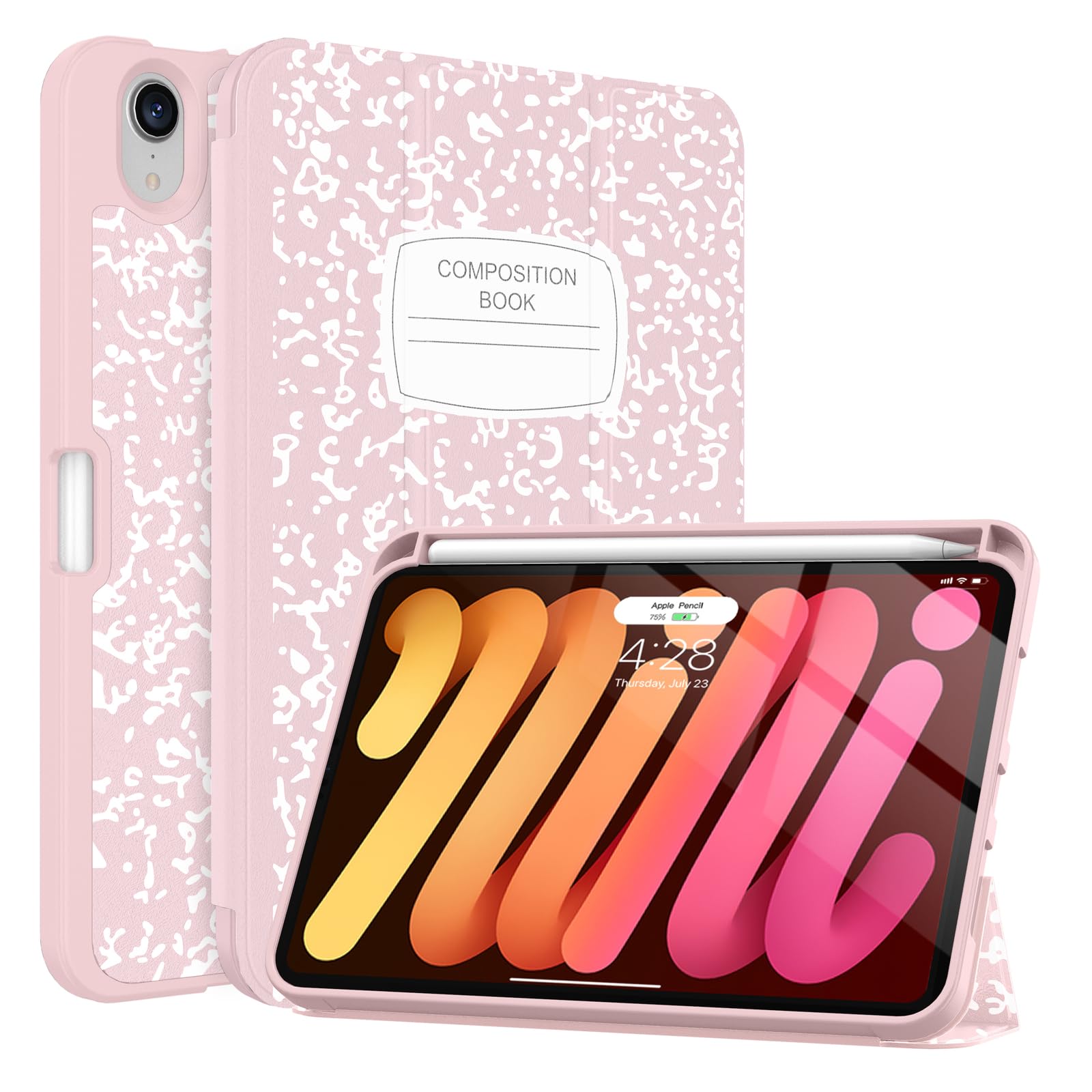 Soke Case for iPad mini 7(A17 Pro) 2024/iPad Mini 6 2021 8.3 inch with Pencil Holder-[Pencil Charging + Auto Wake/Sleep], Soft TPU Back Cover for iPad