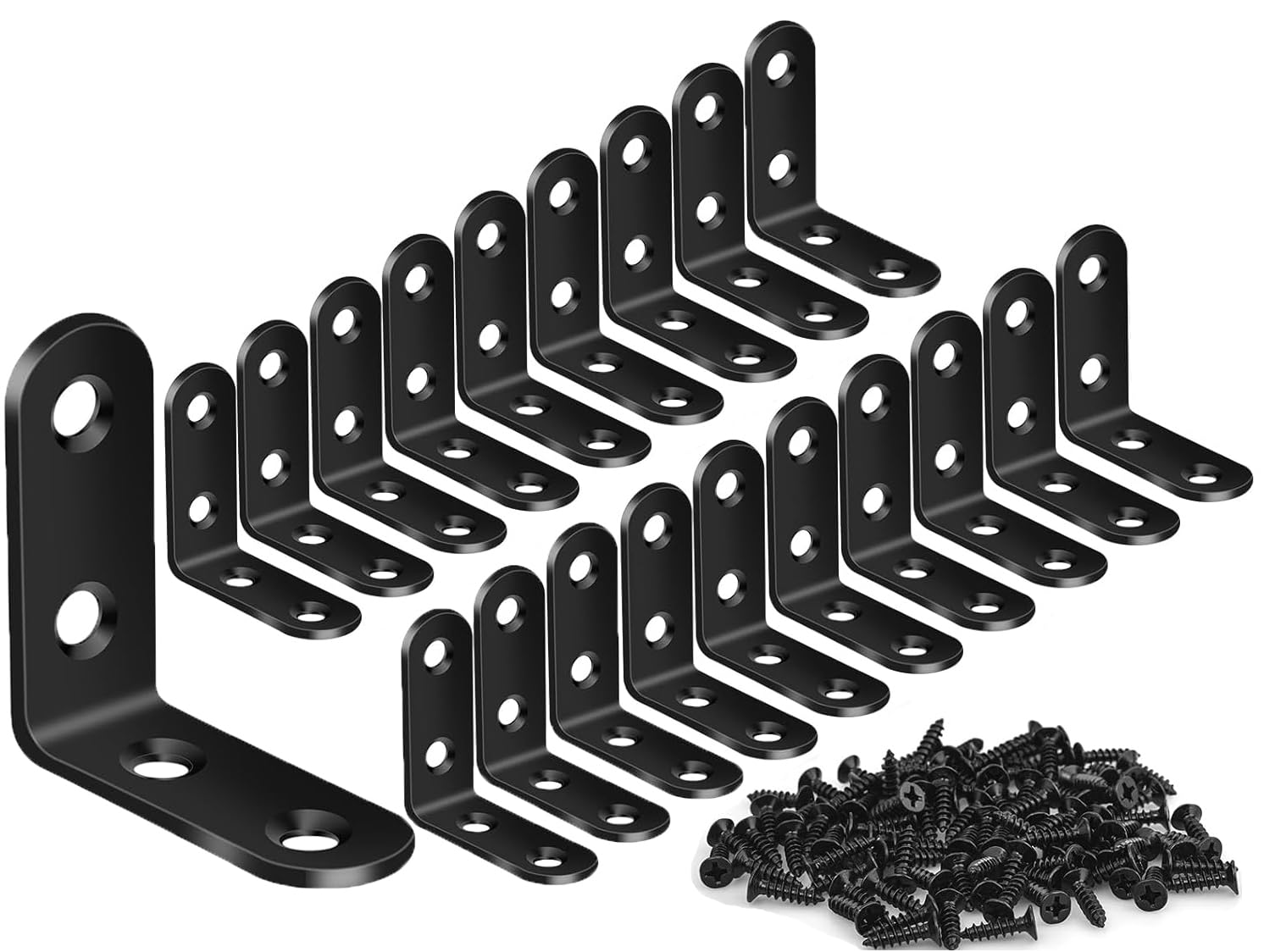 ZiYuya Corner Braces Metal L Bracket Heavy Duty Joint Right Angle Shelf Support Corner Braces Wall Bracket for Shelves Wood Furniture Cabinet (Black