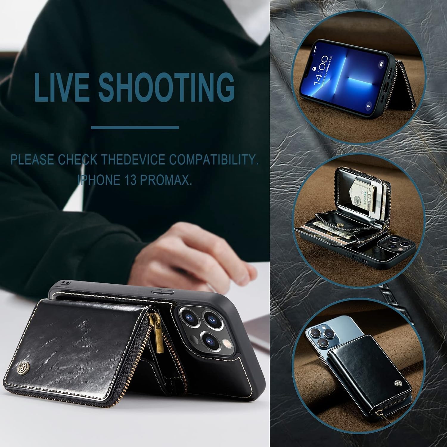 Hоlіdау Dеаlѕ 🛒 Zttopo for iPhone 13 Pro Max Wallet Case, 2 in 1 Leather Magsafe Wallet Case for Men Magsafe Wireless Charging, Zipper Detachable Magnetic Case Wallet with Screen Protector 6.7 Inch Black Buу 2 gеt 3 Zttopo for iPhone 13 Pro Max Wallet Case, 2 in 1 Leather Magsafe Wallet Case for Men Magsafe Wireless Charging, Zipper Detachable Magnetic Case Wallet with Screen Protector 6.7 Inch Black