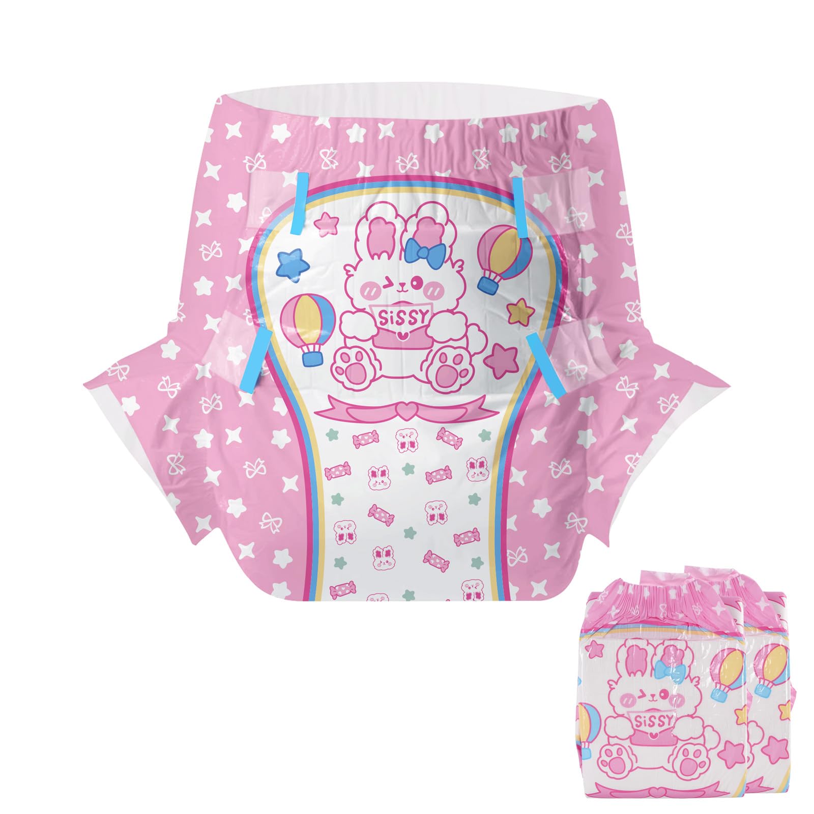 CutiePlusU Pończochy dla dorosłych - 2 sztuki, jednorazowe sliaki z klapkami dla kobiet i mężczyzn, maksymalne wchłanianie nocne - Sissy Baby (M 71-96CM)