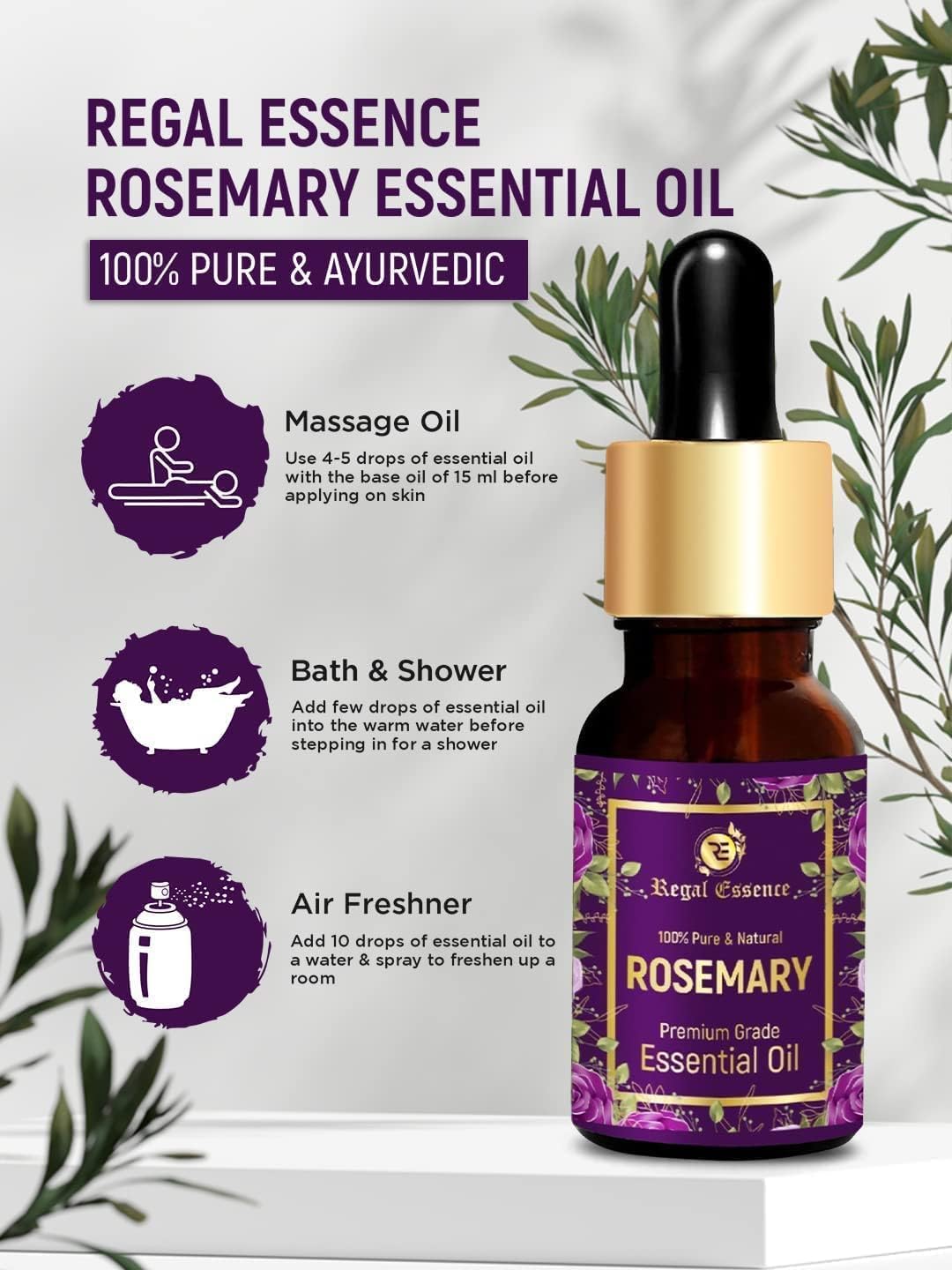 QURA Aceite esencial de romero para el crecimiento del cabello, aceite de romero 100% puro y natural para cabello, piel y cuerpo, 15 ml