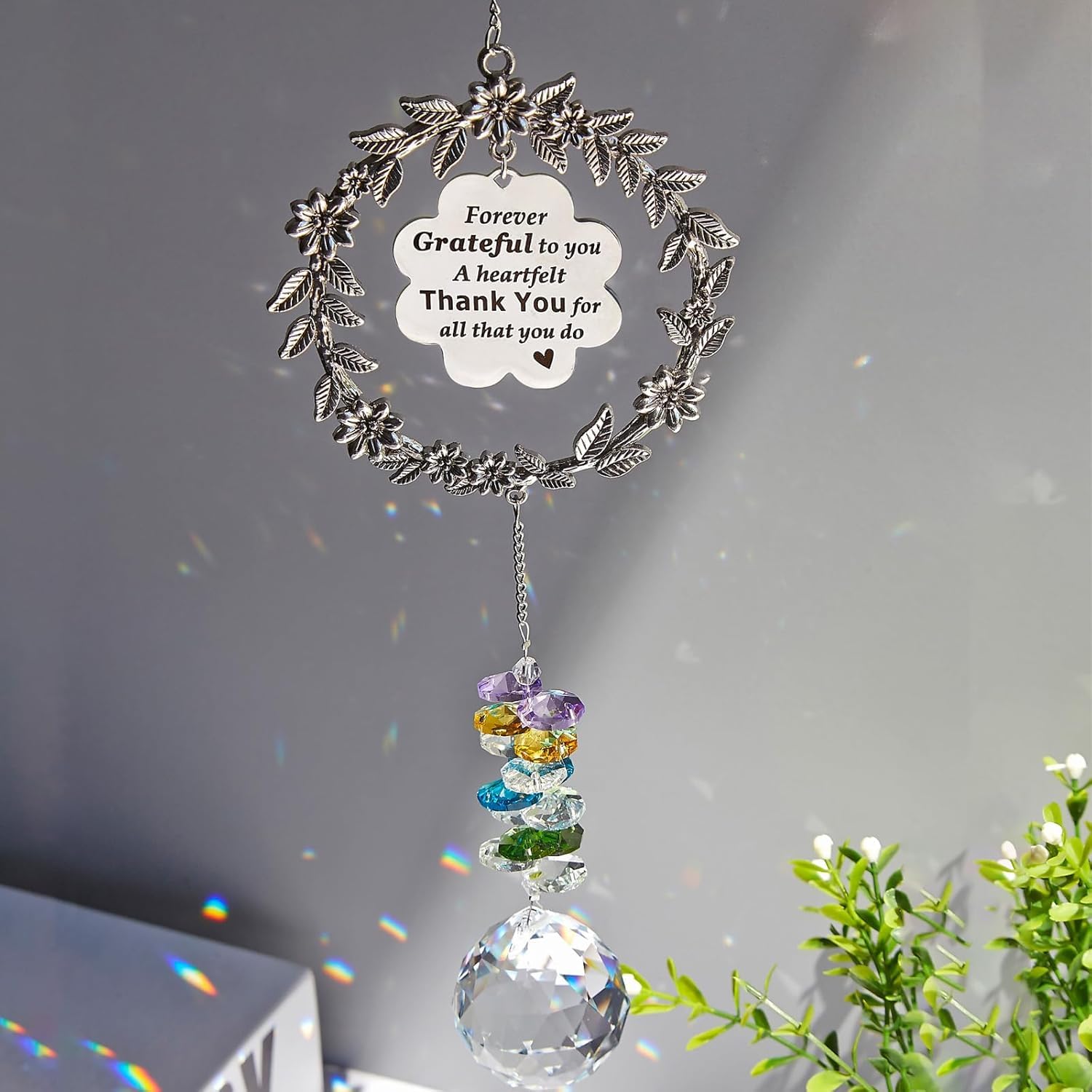 Jessica Exim Crystal Sun Catcher with Thank You Engraving – Thoughtful Appreciation Gift for Friends, Family, and Loved Ones (1-Piece)-image-9